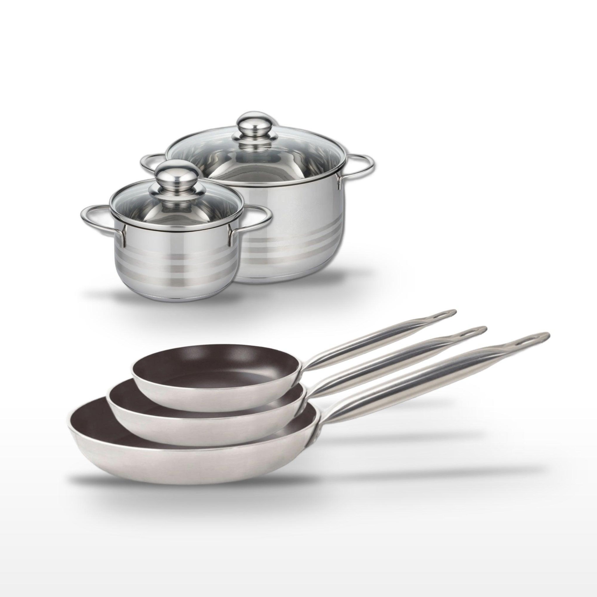 ELO Lot de 3 poêles 24/28/32 cm et 2 faitouts 16/20 cm elo bistro line