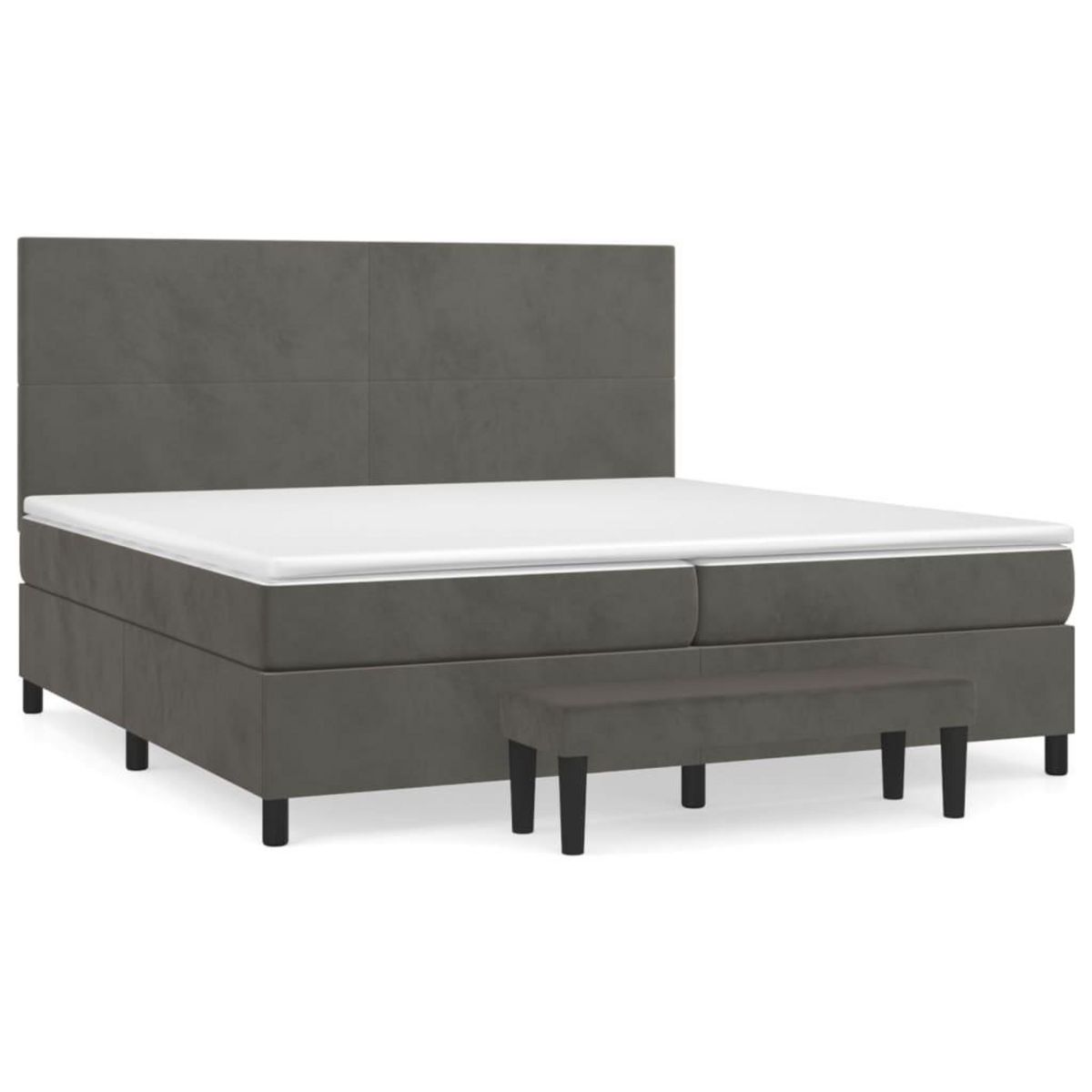 VIDAXL Sommier a lattes de lit et matelas Gris fonce 200x200cm Velours