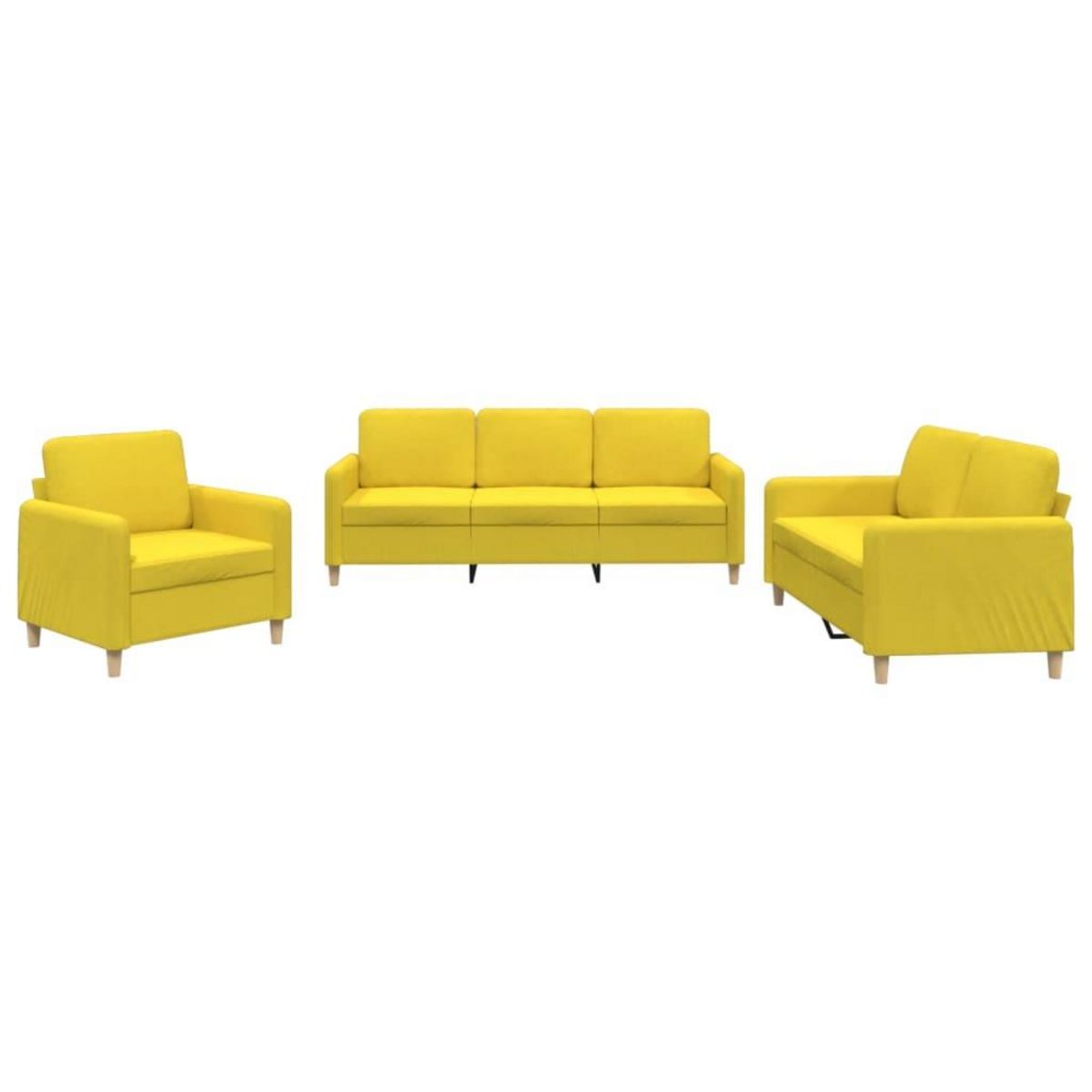 VIDAXL Ensemble de canapes 3 pcs avec coussins Jaune clair Tissu