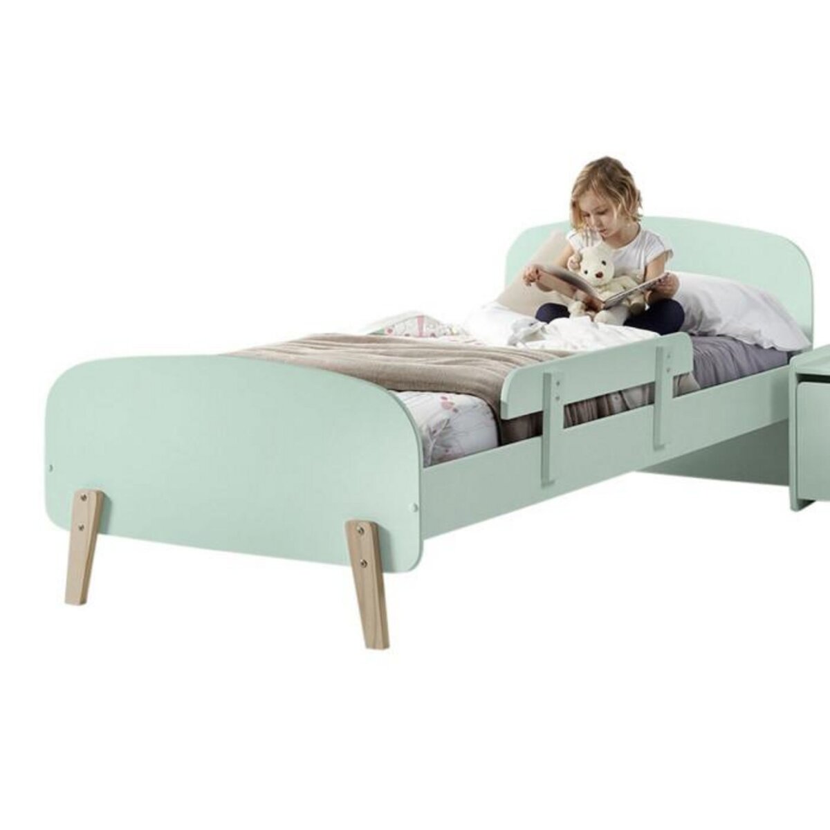 Paris Prix Lit Enfant & Barrière de Sécurité  Kiddy  90x200cm Vert Menthe