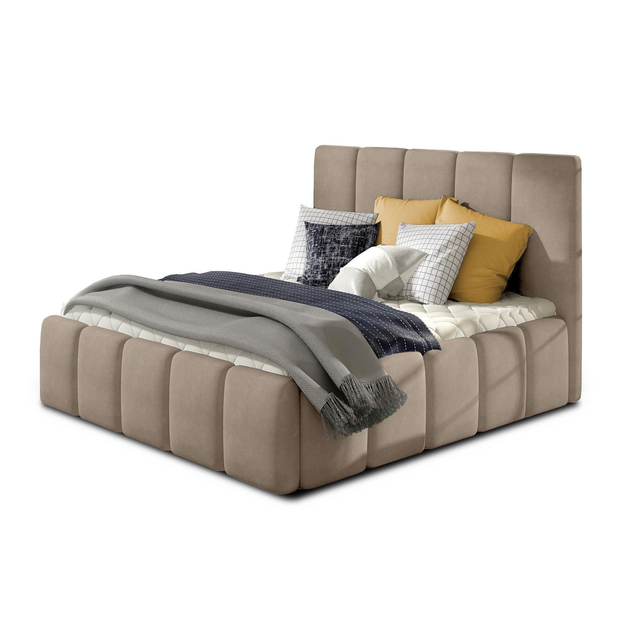 Voir la diapositive 1 : BEST MOBILIER Lucea - lit coffre - 160x200 - sommier inclus - en velours