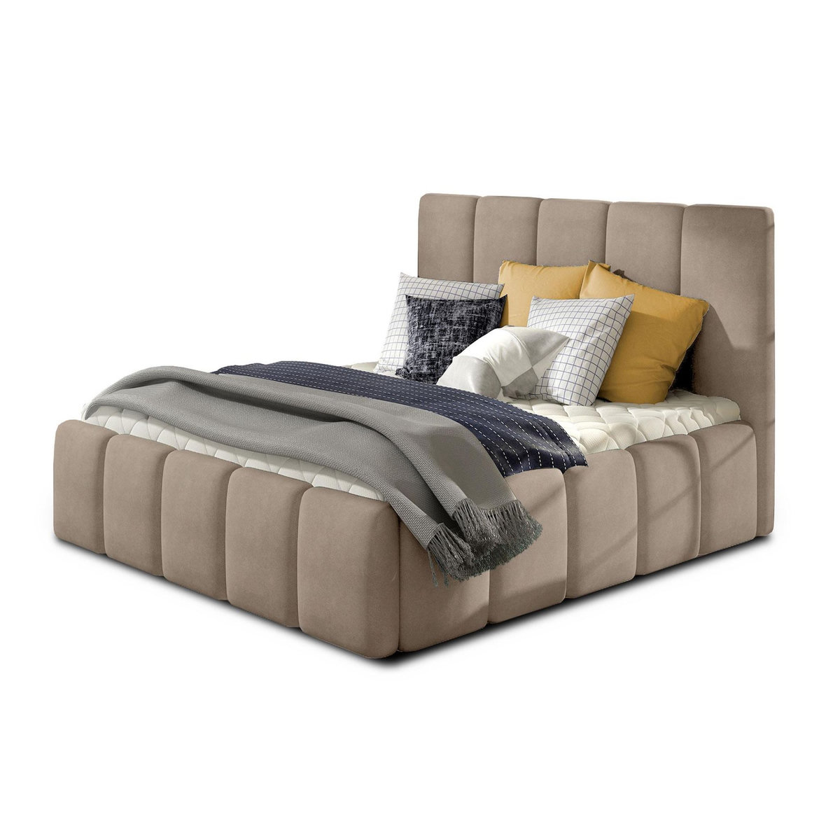 BEST MOBILIER Lucea - lit coffre - 160x200 - sommier inclus - en velours