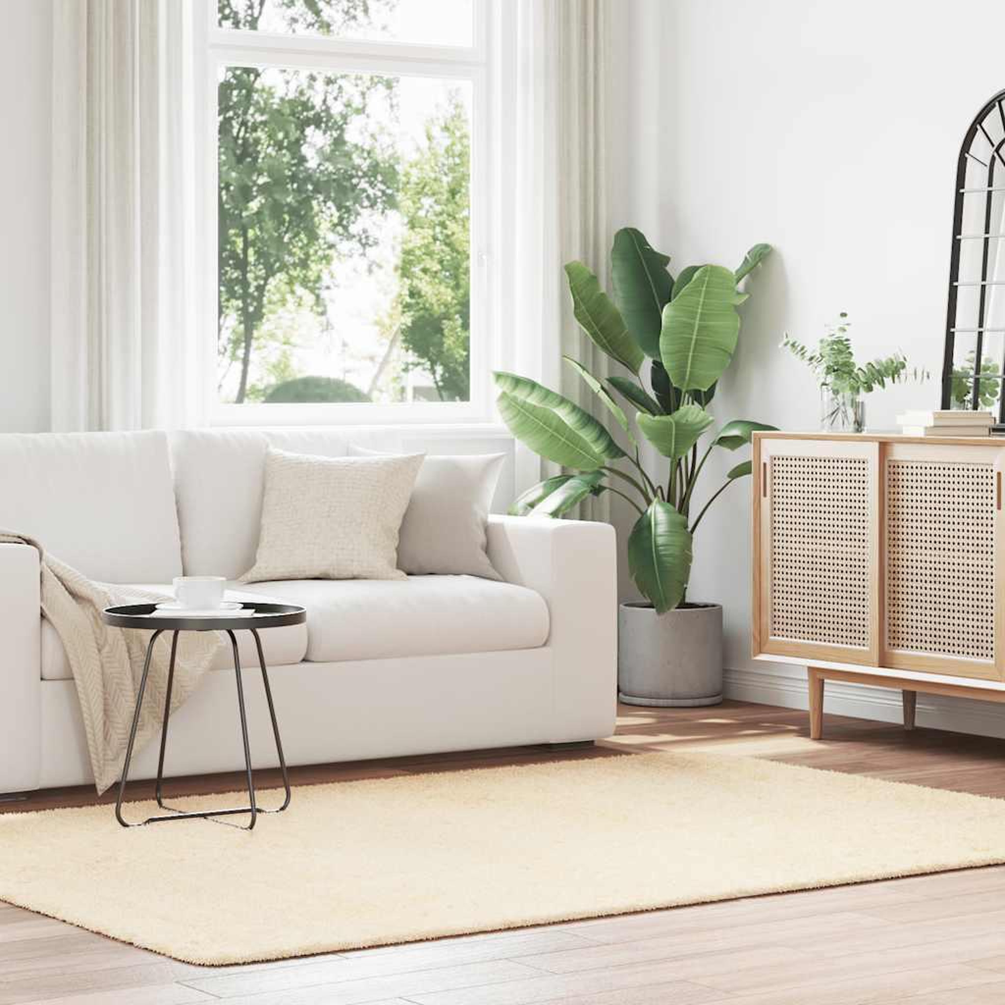 VIDAXL Tapis Shaggy a poils longs NAVARRA creme 160x230 cm polyester