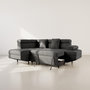 Voir la diapositive 2 : BEST MOBILIER Margaux - canapé d'angle gauche 5 places convertible avec coffre et têtières réglables en velours texturé