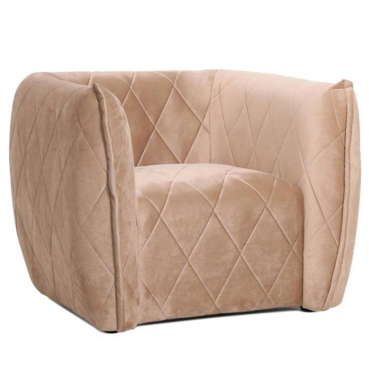 Paris Prix Fauteuil Matelassé en Velours  Darryl  90cm Taupe
