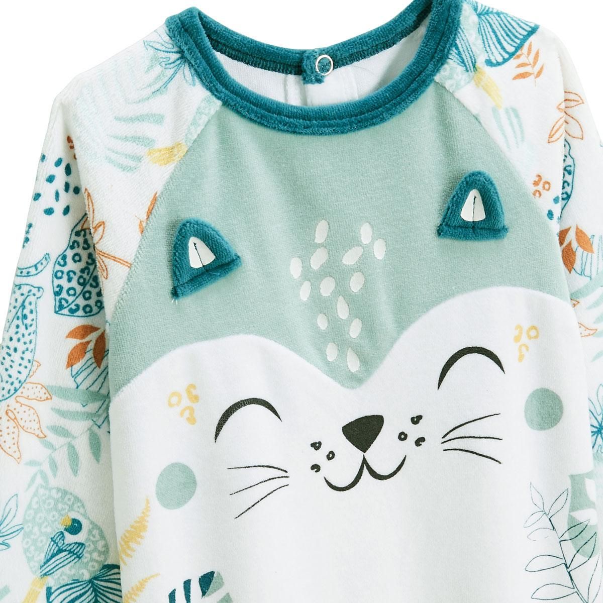 Petit Béguin Pyjama bébé en velours écru Roméo