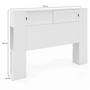 Voir la diapositive 4 : ID MARKET Tête de lit sur pied SALEM 145 cm avec rangements fermés et niches blanc