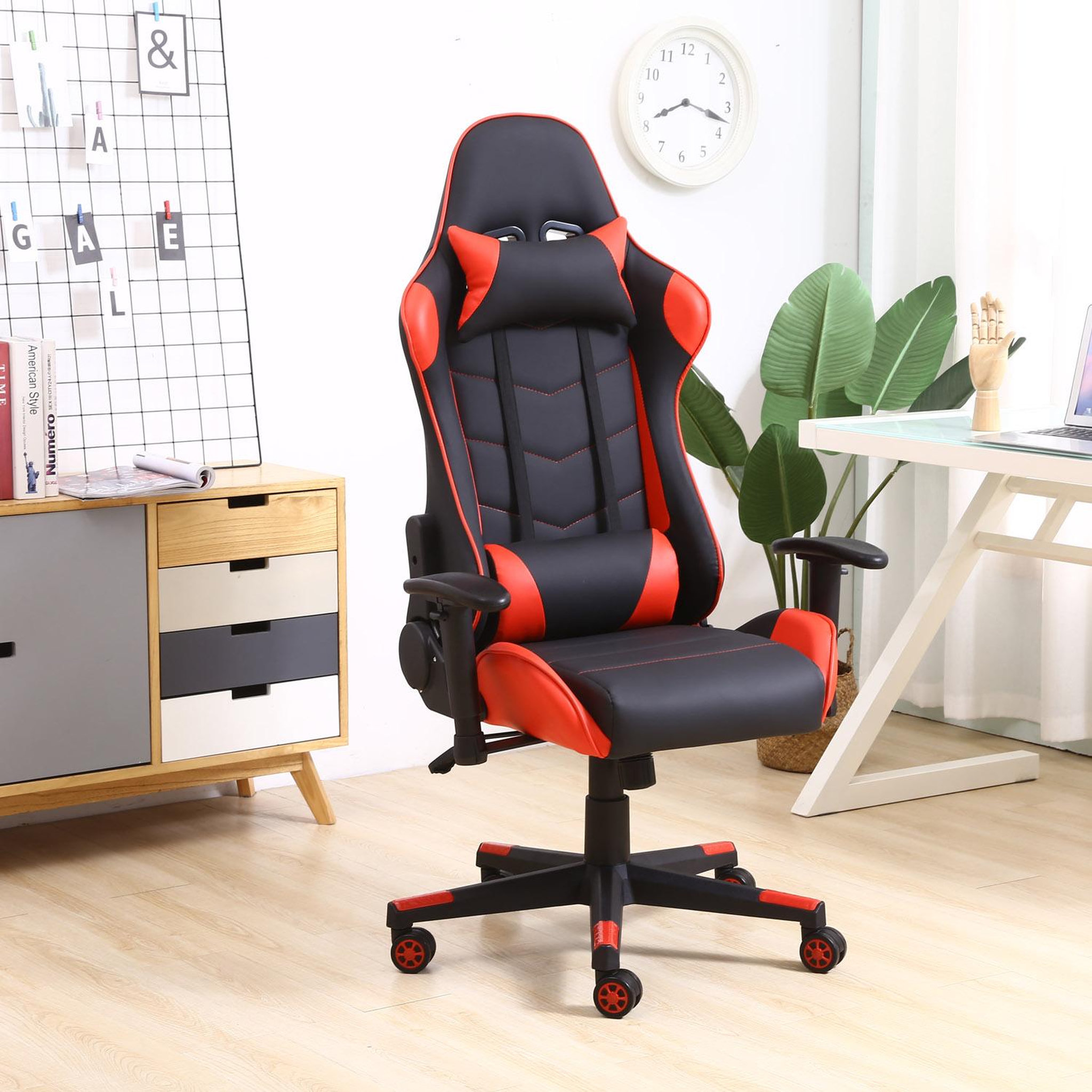 Voir la diapositive 4 : VS VENTA-STOCK Fauteuil de bureau Gaming Racer professionnel Rouge, inclinaison et hauteur réglable