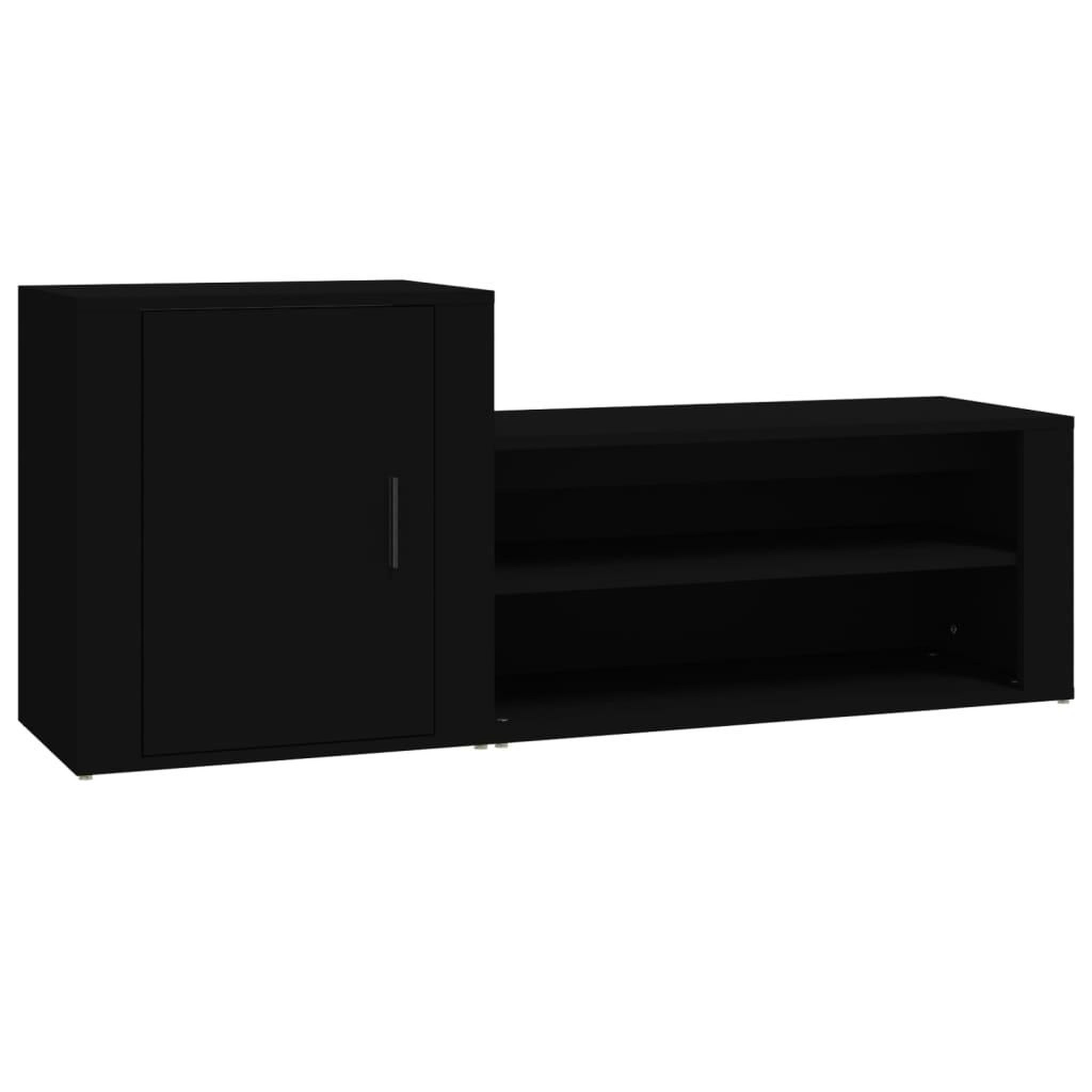 Voir la diapositive 2 : VIDAXL Armoire a chaussures Noir 130x35x54 cm Bois d'ingenierie