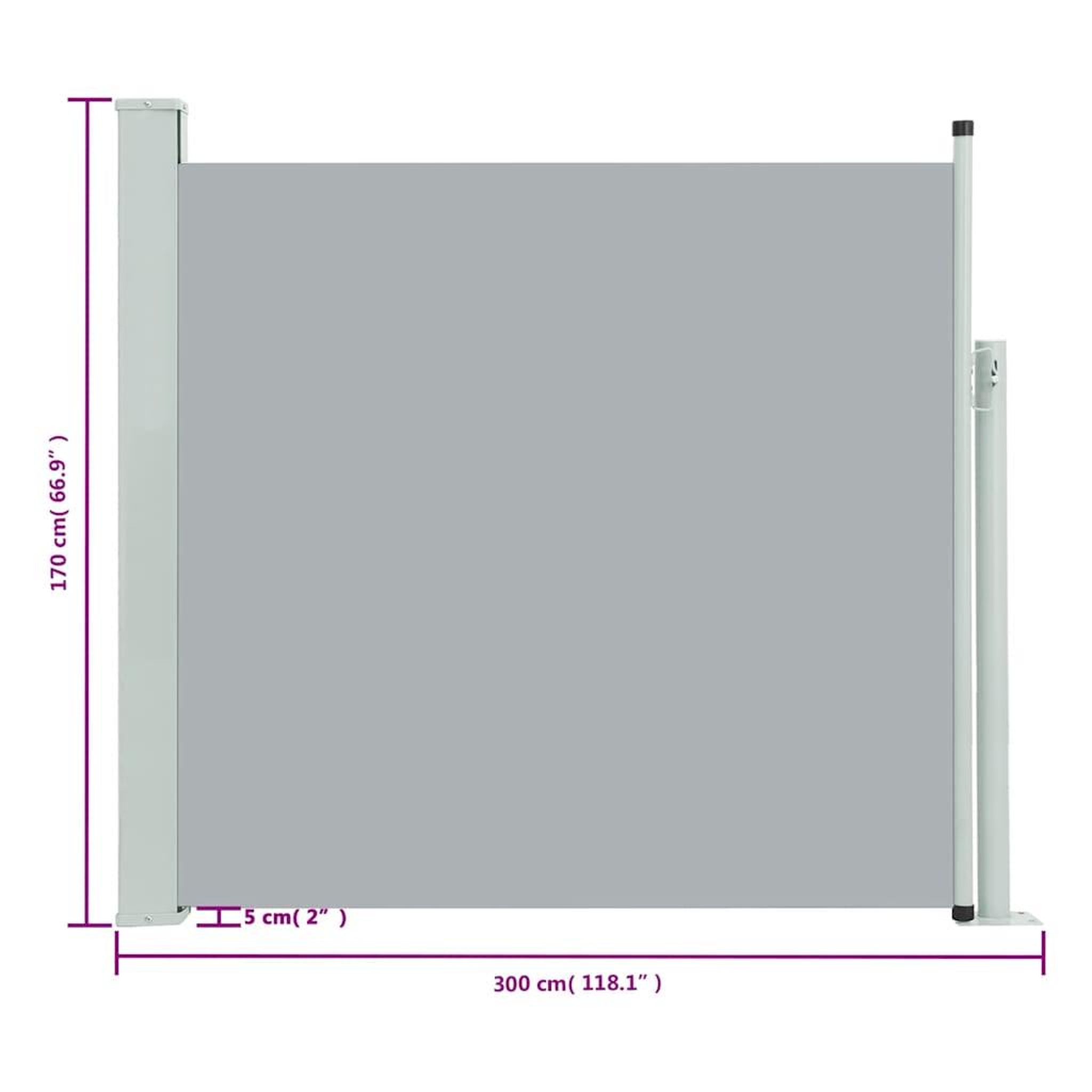 Voir la diapositive 6 : VIDAXL Auvent lateral retractable de patio 170x300 cm Gris
