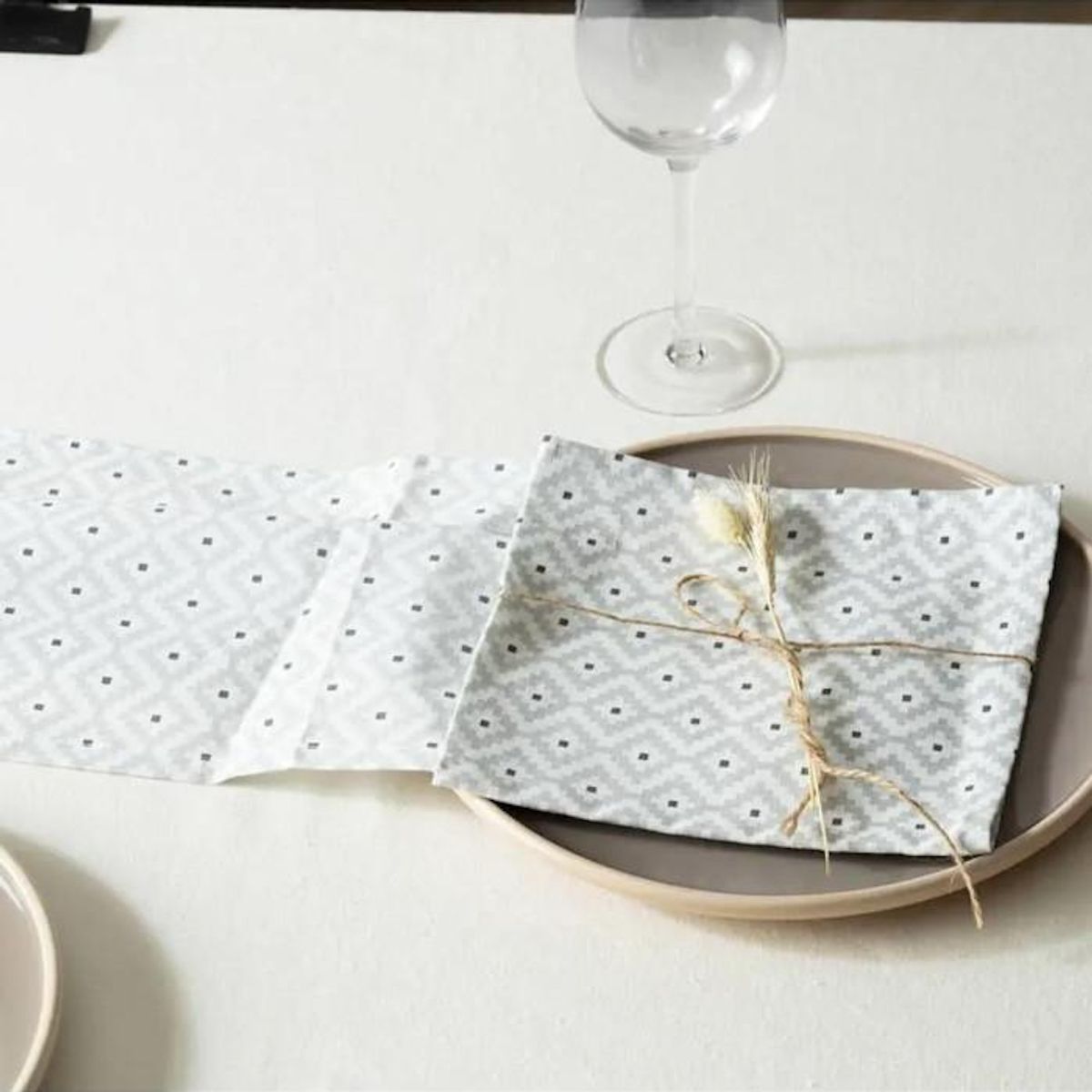 ATMOSPHERA Lot de 4 Serviettes de Table  Etnik  40x40cm Gris