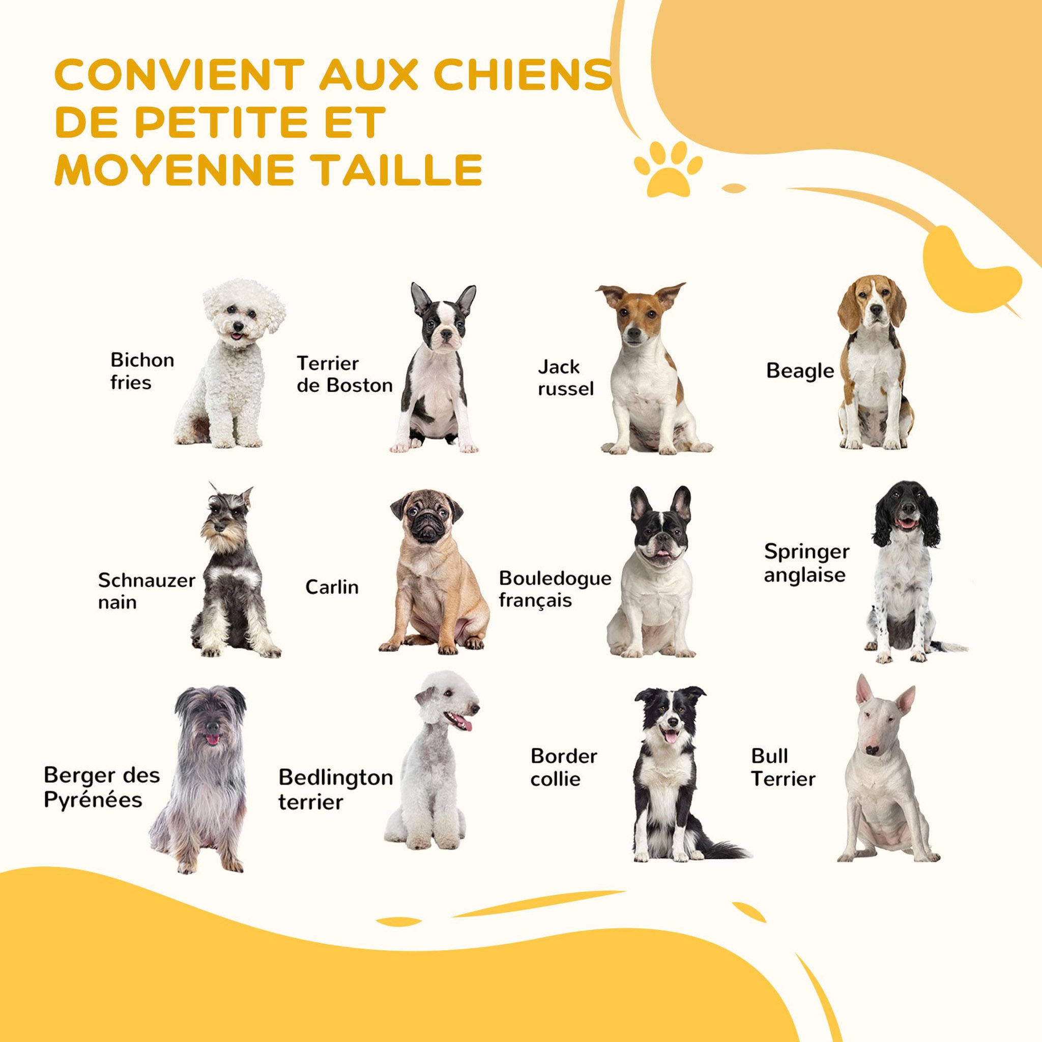Voir la diapositive 6 : PAWHUT Barrière de sécurité pour animaux autoportante - barrière modulable pliable 4 panneaux - 2 pieds support - acier noir bois blanc