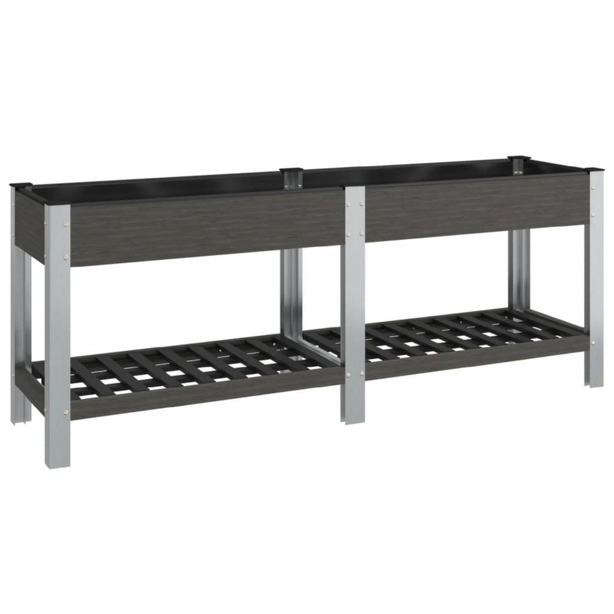 VIDAXL Lit sureleve de jardin avec etagere Gris 200x50x75 cm WPC