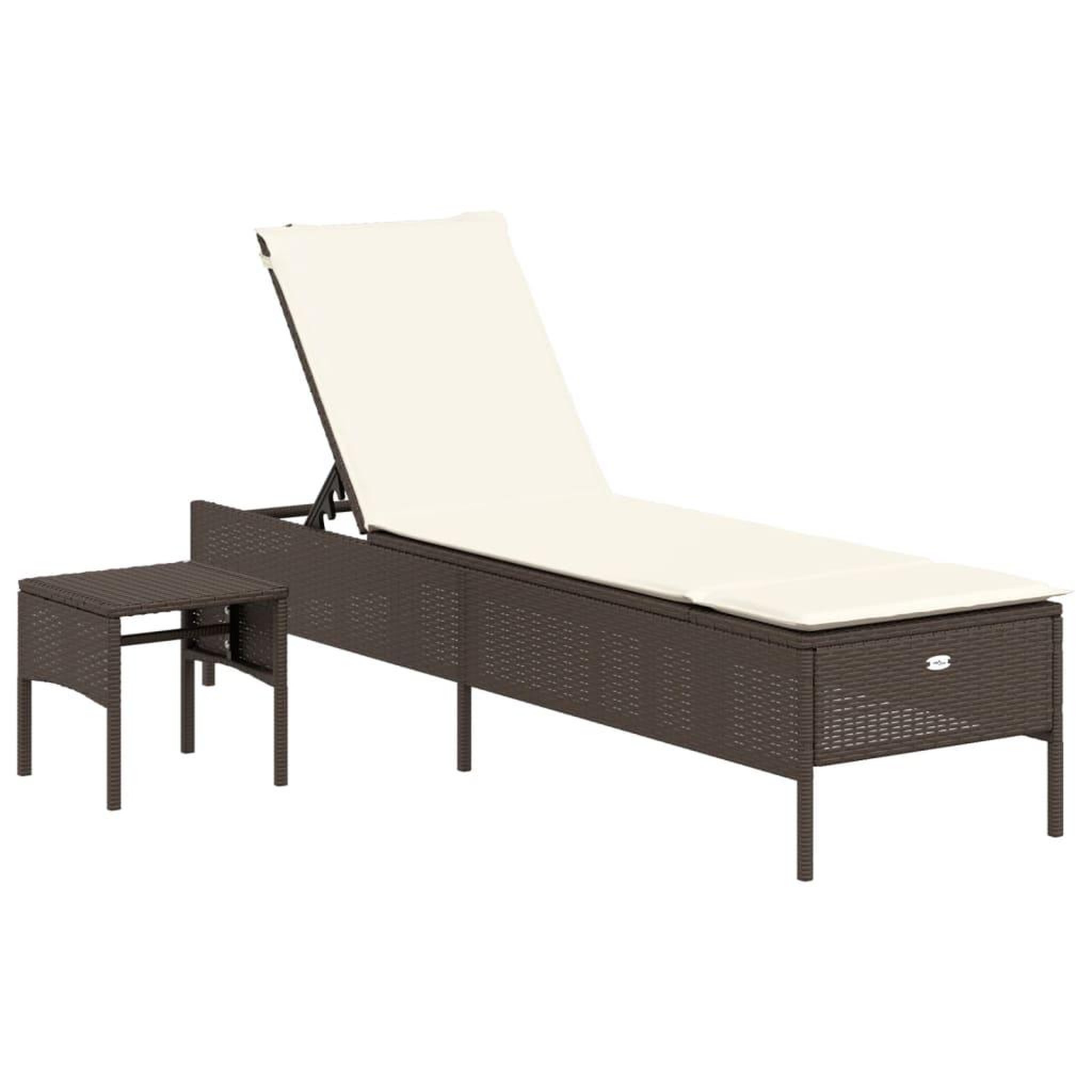 Voir la diapositive 2 : VIDAXL Chaise longue avec table et coussin marron resine tressee