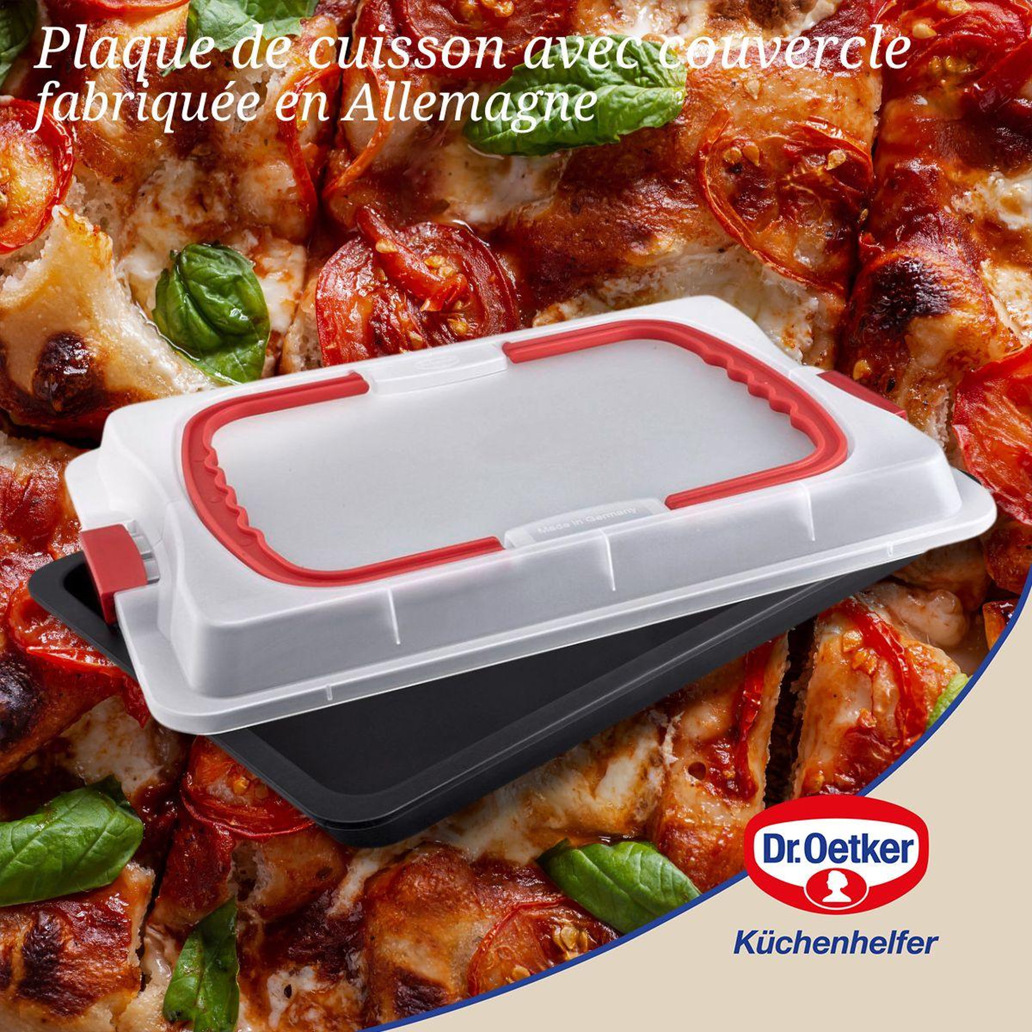 Voir la diapositive 2 : DR.OETKER Plaque de cuisson avec couvercle 42 x 29 cm dr. Oetker bake and go