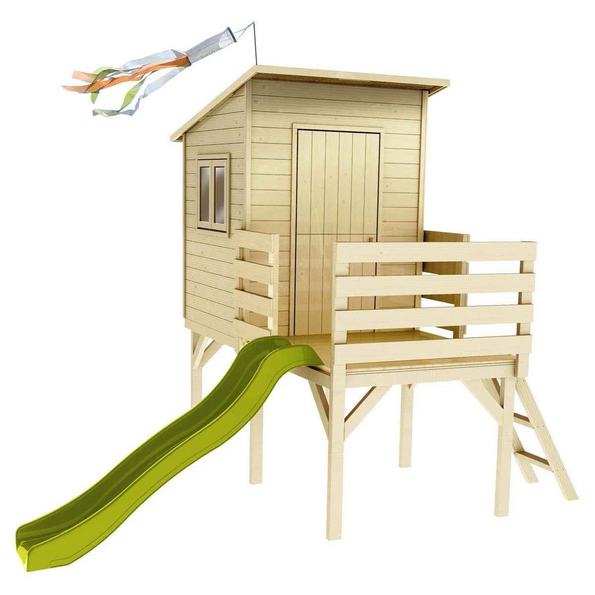 Soulet Cabane de jardin pour enfant avec toboggan - Bois - H2.46m - PORTLAND