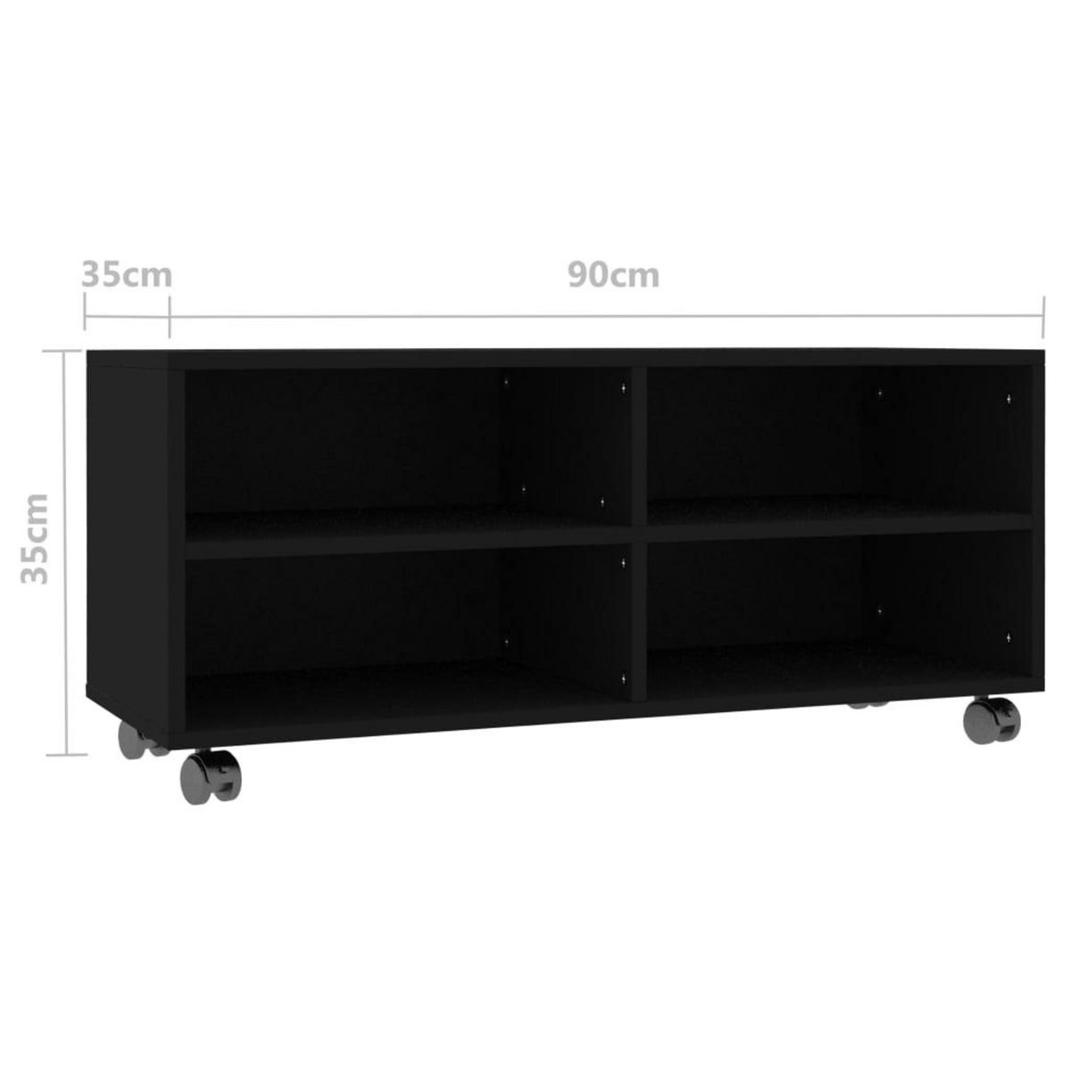 VIDAXL Meuble TV avec roulettes Noir 90x35x35 cm Bois d'ingenierie