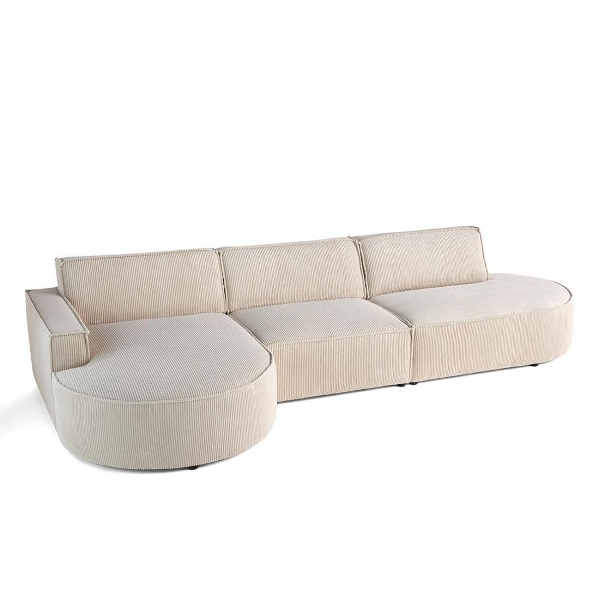 LISA DESIGN Spiaggia - canapé d'angle gauche - forme arrondie - 5 places - en velours côtelé