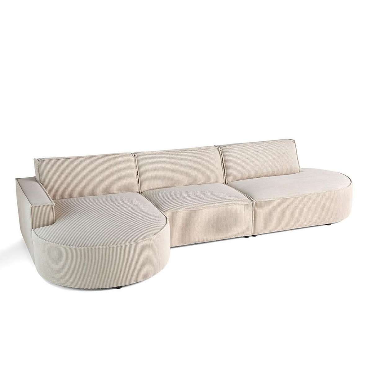 LISA DESIGN Spiaggia - canapé d'angle gauche - forme arrondie - 5 places - en velours côtelé