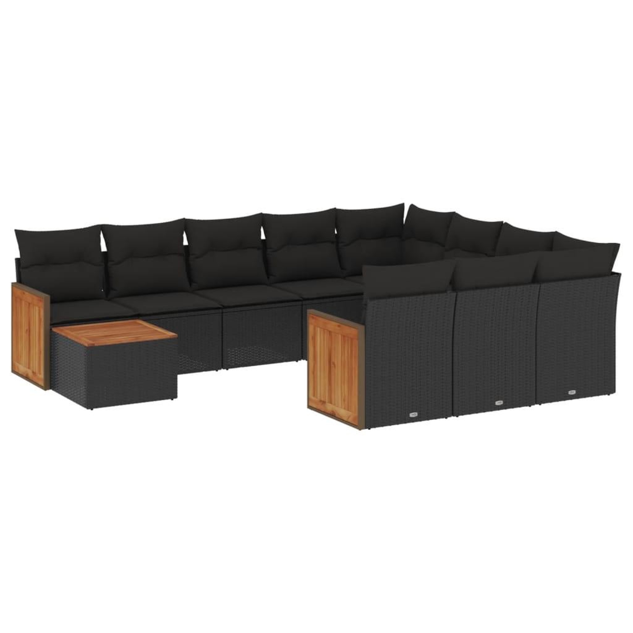Voir la diapositive 2 : VIDAXL Salon de jardin 11 pcs avec coussins noir resine tressee