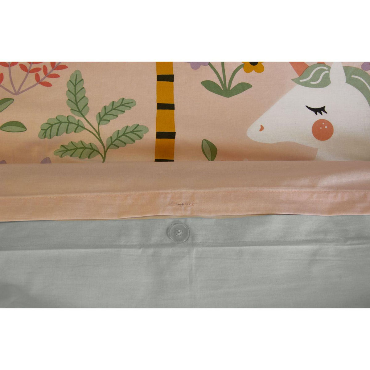 COTE DECO Parure de lit enfant réversible Licorne/danseuse - 100% coton 57 fils/cm² - 140 x 200 cm