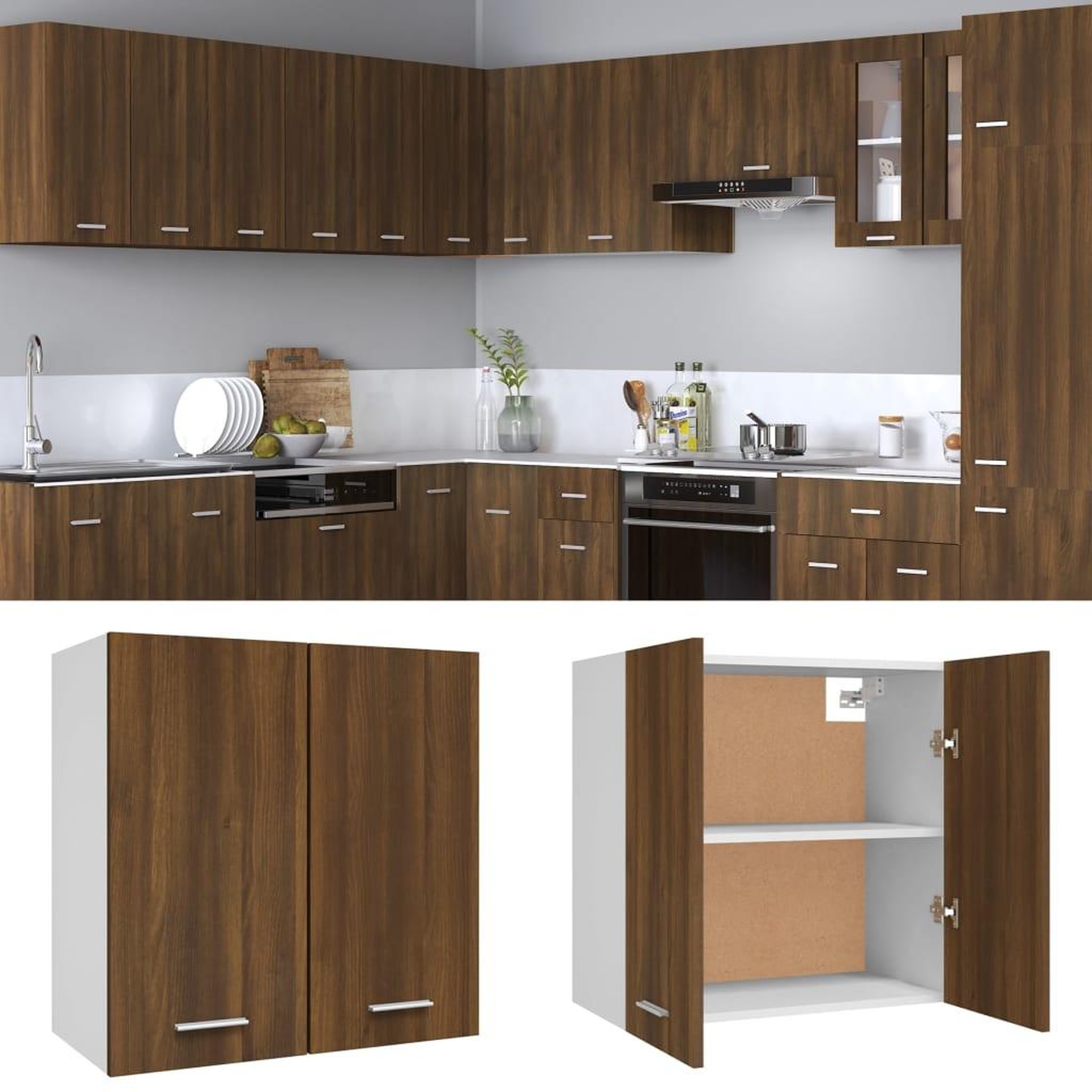 Voir la diapositive 3 : VIDAXL Armoire suspendue Chene marron 60x31x60 cm Bois d'ingenierie