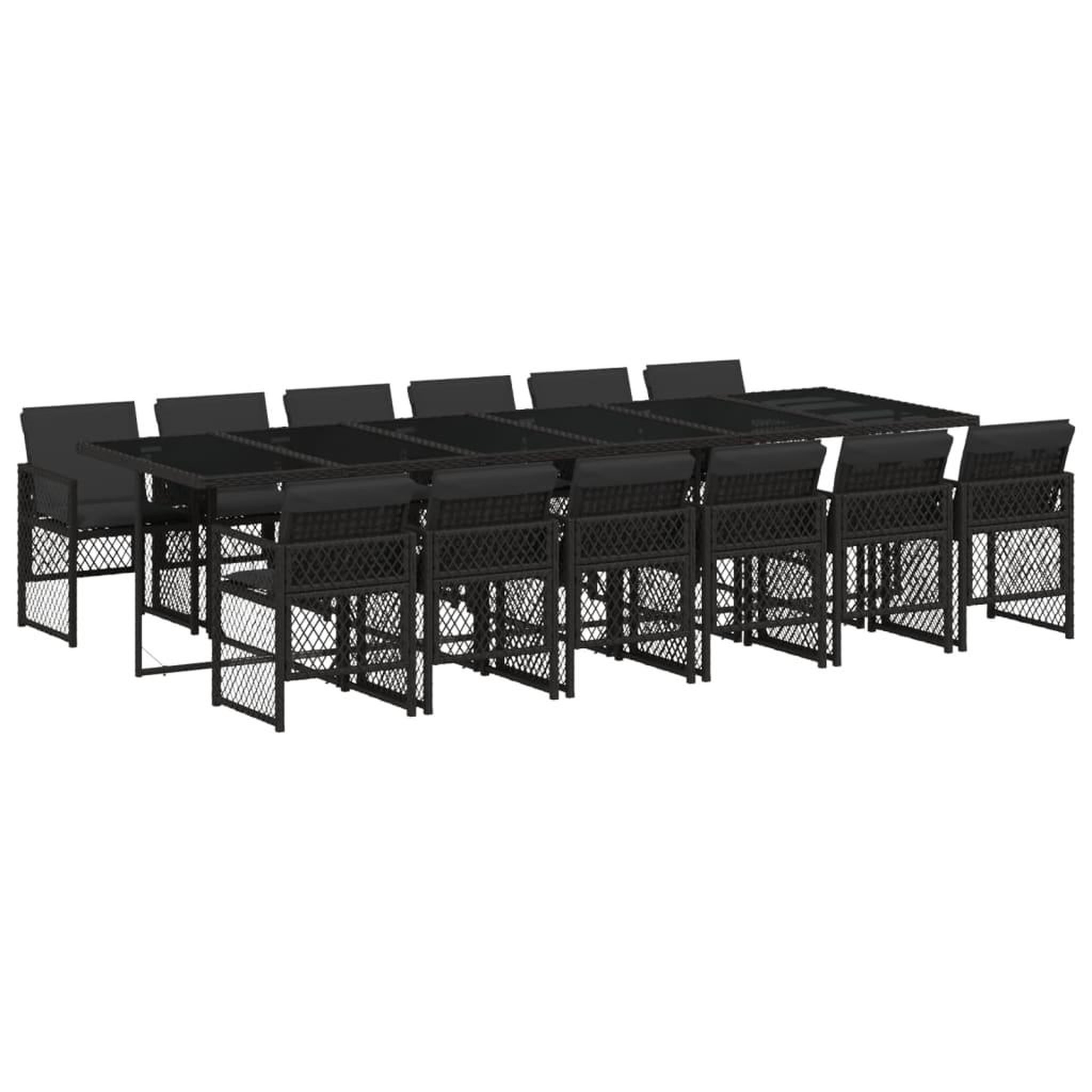 Voir la diapositive 2 : VIDAXL Ensemble a manger de jardin 13 pcs coussins noir resine tressee