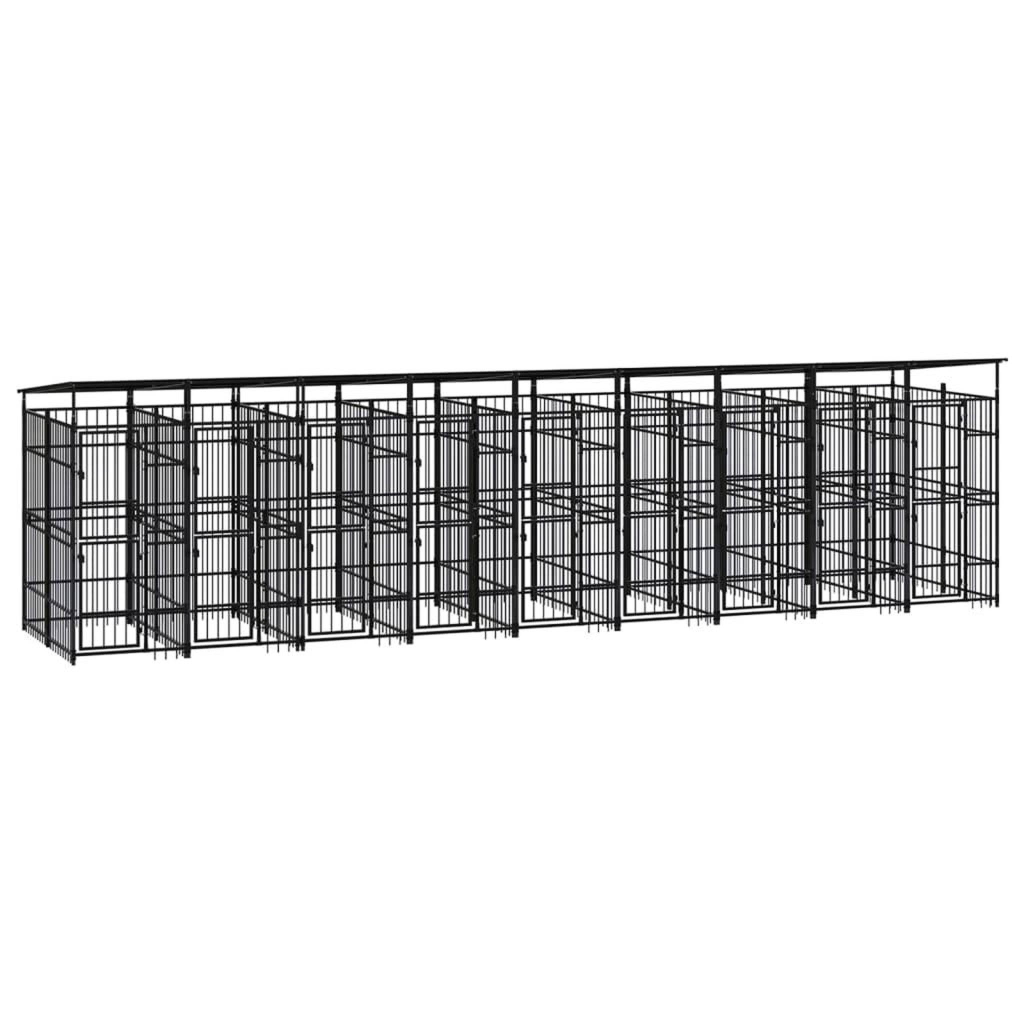 Voir la diapositive 1 : VIDAXL Chenil d'exterieur avec toit pour chiens Acier 16,59 m²