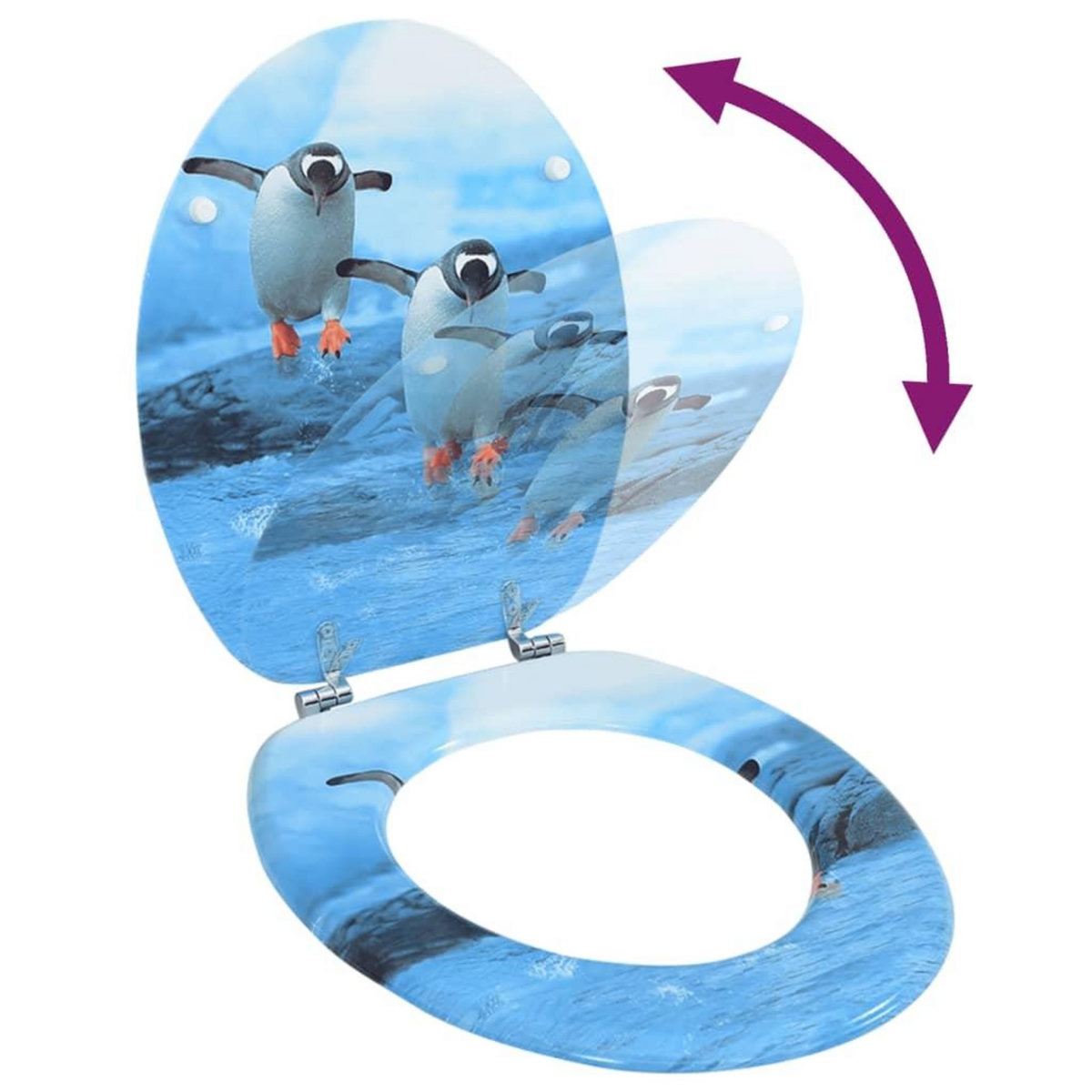 VIDAXL Siege de toilette avec couvercle MDF Design de pingouin