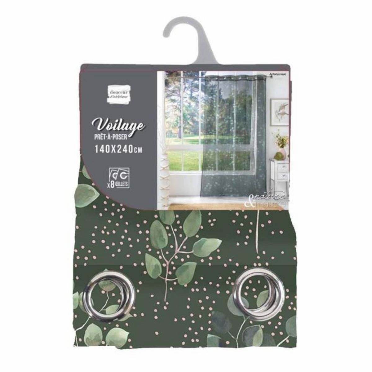 Paris Prix Rideau Voilage à Œillets  Antalya  140x240cm Kaki