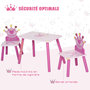 Voir la diapositive 6 : HOMCOM Ensemble table et chaises enfant design princesse motif couronne bois pin MDF rose
