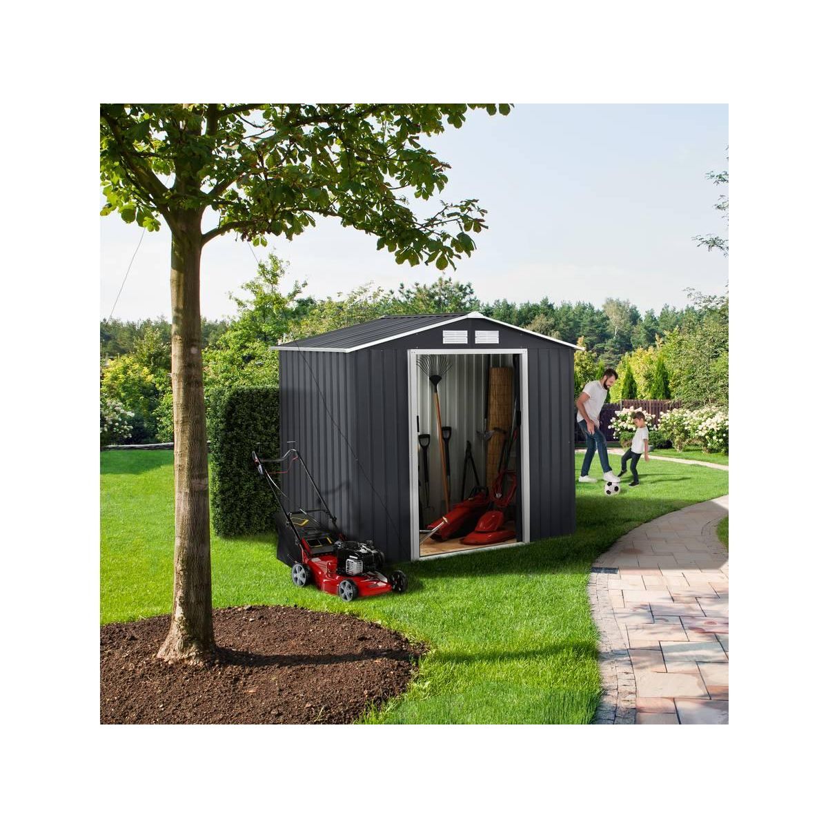 Habitat et Jardin Abri de jardin métal  Vegas  - 2,7 m² - Gris