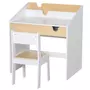 HOMCOM Bureau enfant style scandinave - ensemble bureau et chaise - tiroir coulissant, présentoir livres - MDF blanc aspect bois de pin