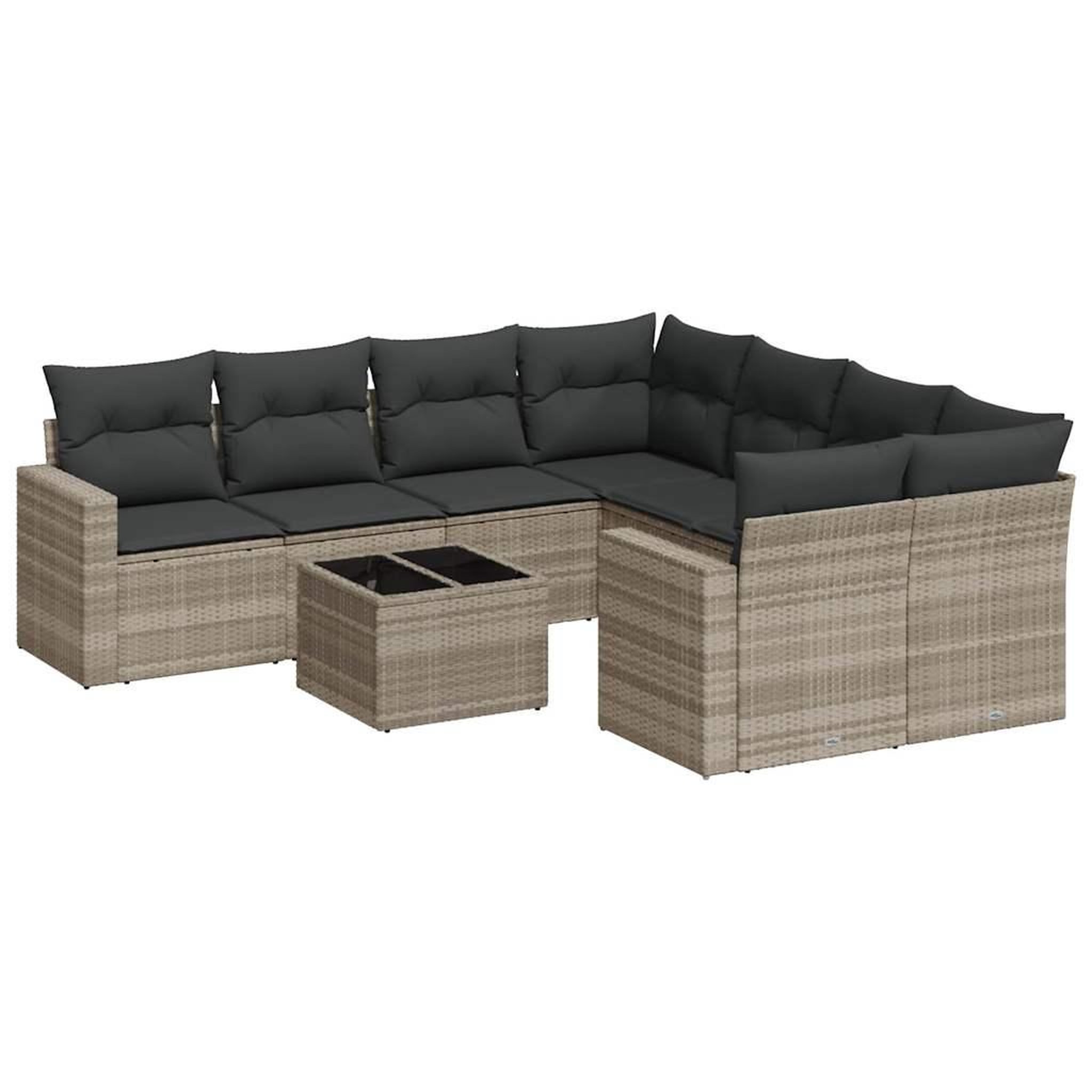 Voir la diapositive 2 : VIDAXL Salon de jardin 9 pcs avec coussins gris clair resine tressee