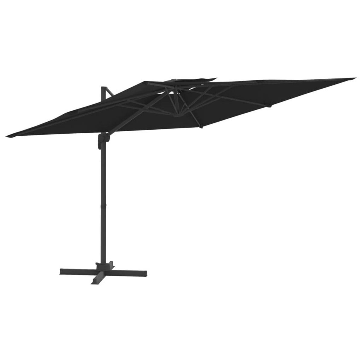 VIDAXL Parasol cantilever a double toit Noir 300x300 cm