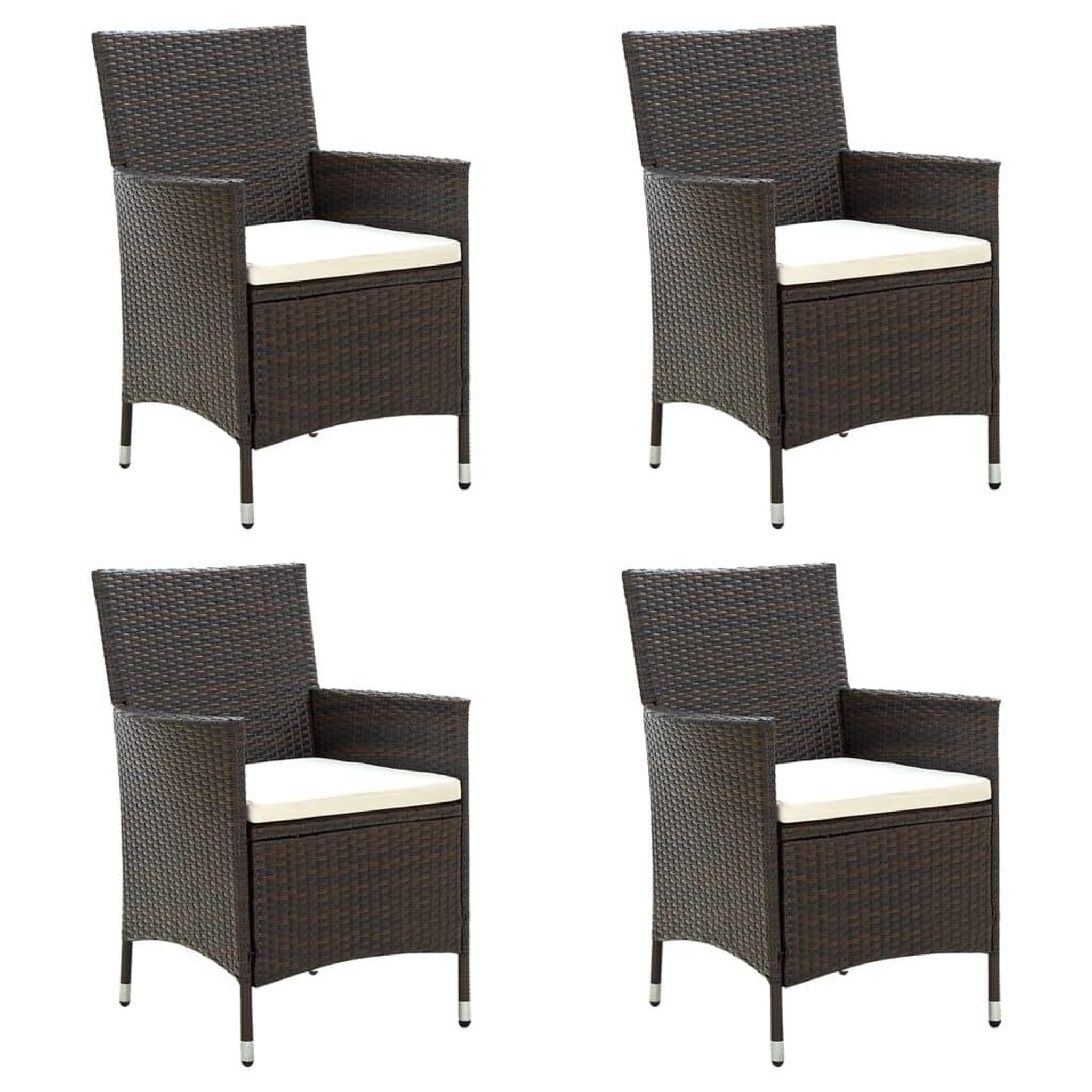 VIDAXL Chaises de jardin avec coussins lot de 4 Resine tressee Marron