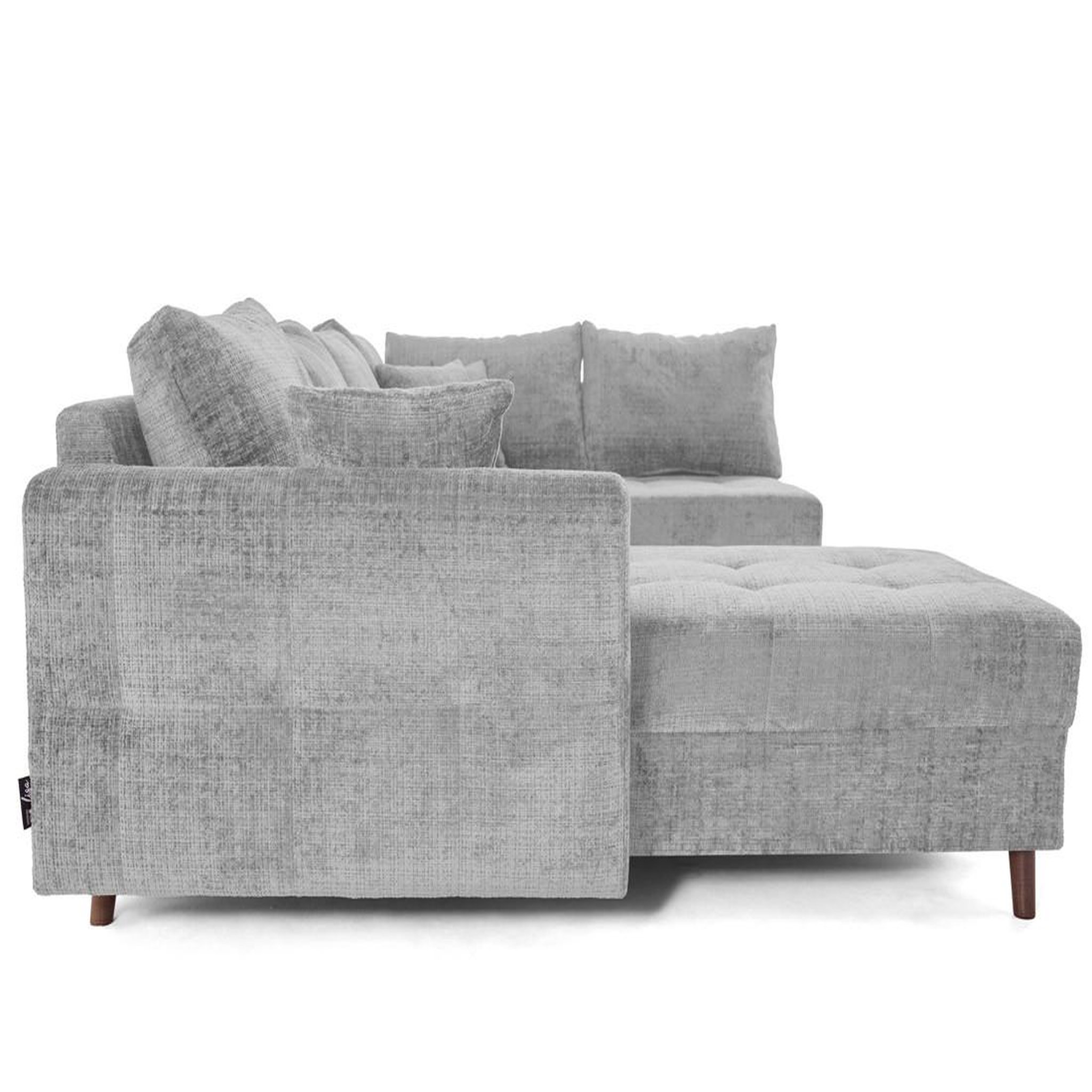 Voir la diapositive 5 : BEST MOBILIER Rune - canapé panoramique d'angle droit 7 places en velours texturé