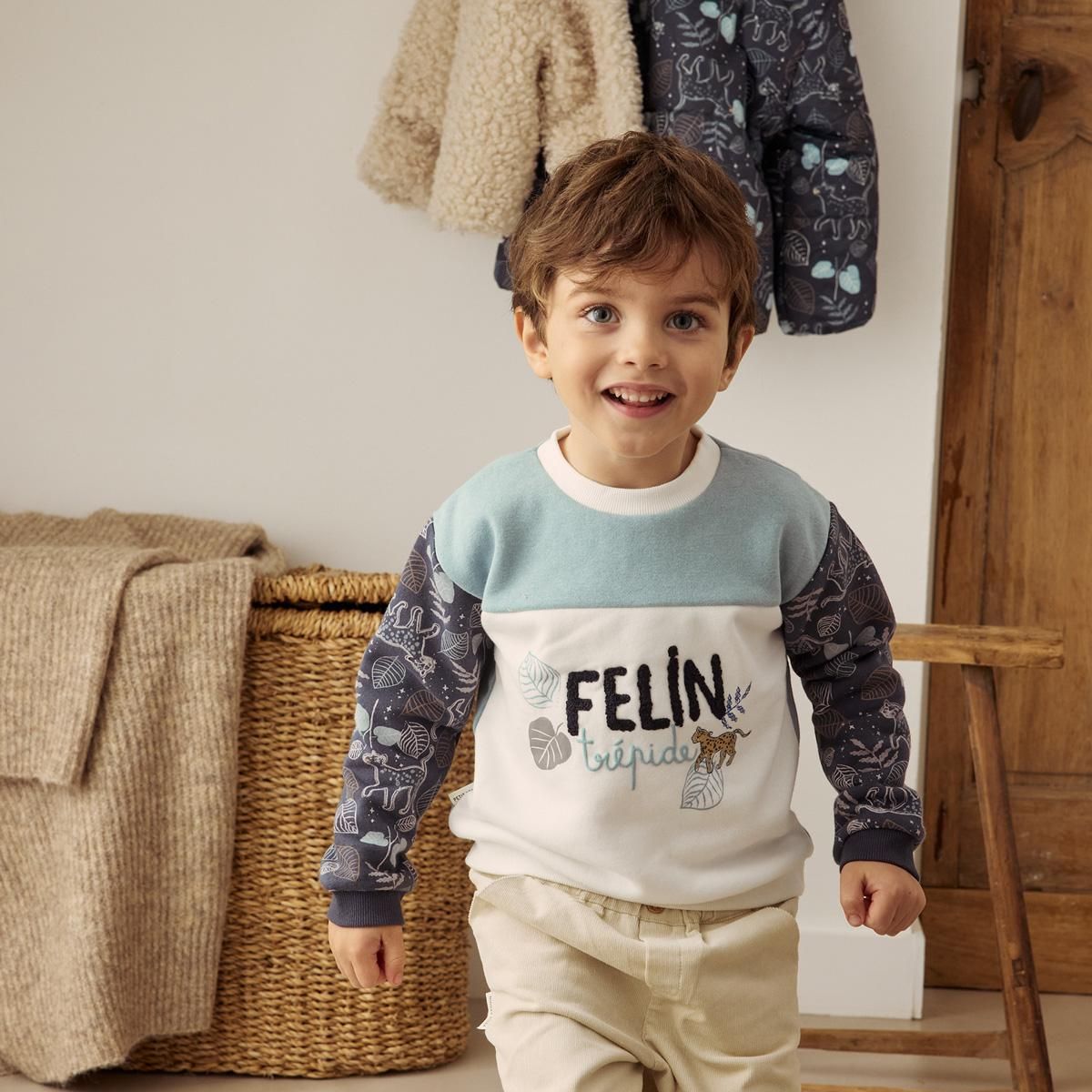 Petit Béguin Sweat-shirt bébé en molleton Félintrépide