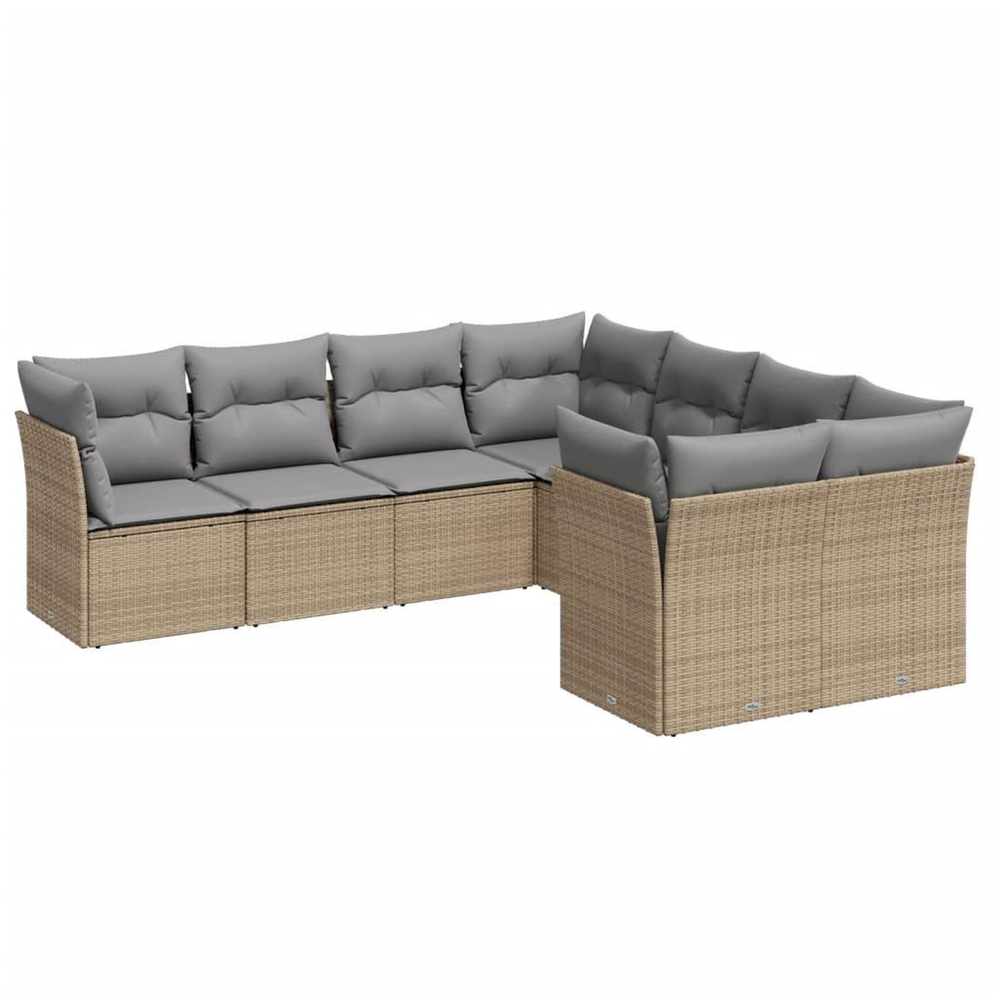 Voir la diapositive 2 : VIDAXL Salon de jardin avec coussins 8 pcs beige resine tressee