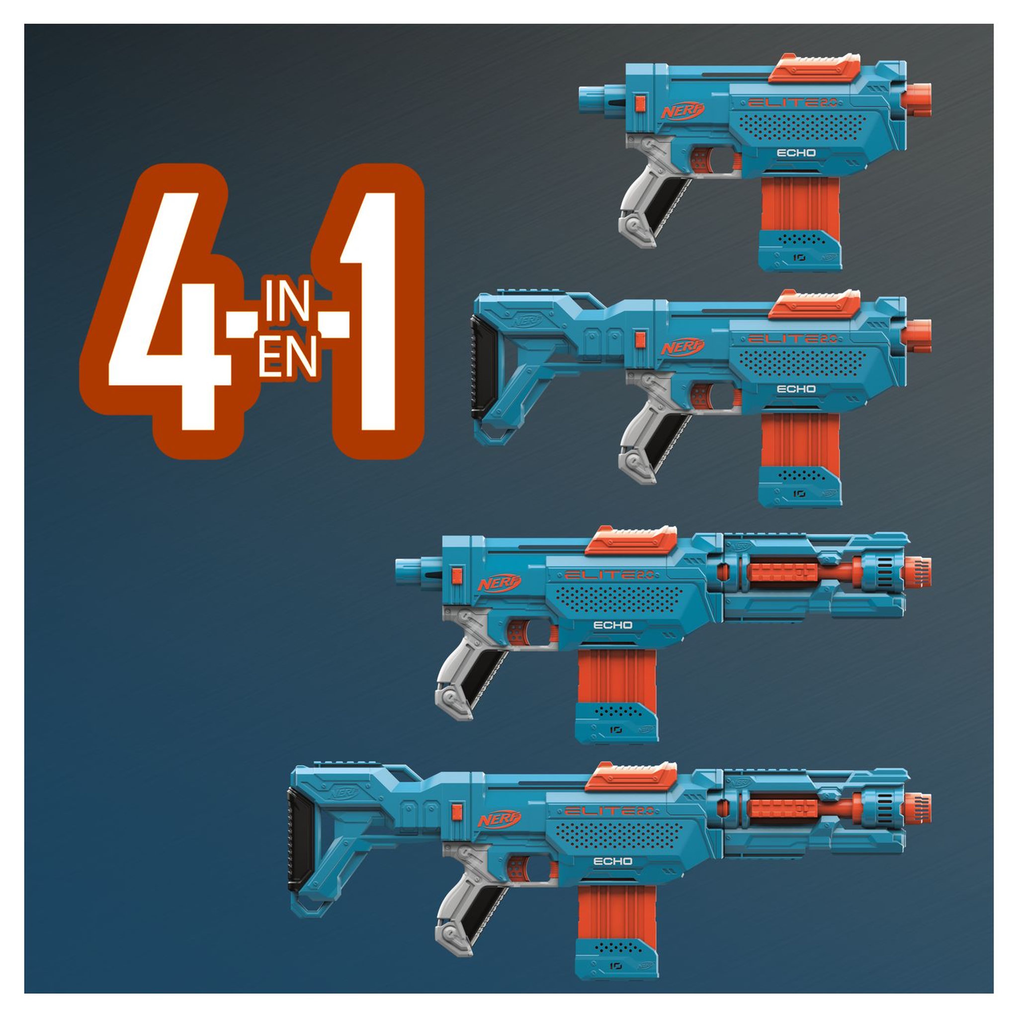 Voir la diapositive 3 : HASBRO Pistolet Nerf Elite 2.0 Echo CS-10 Nerf + 24 fléchettes