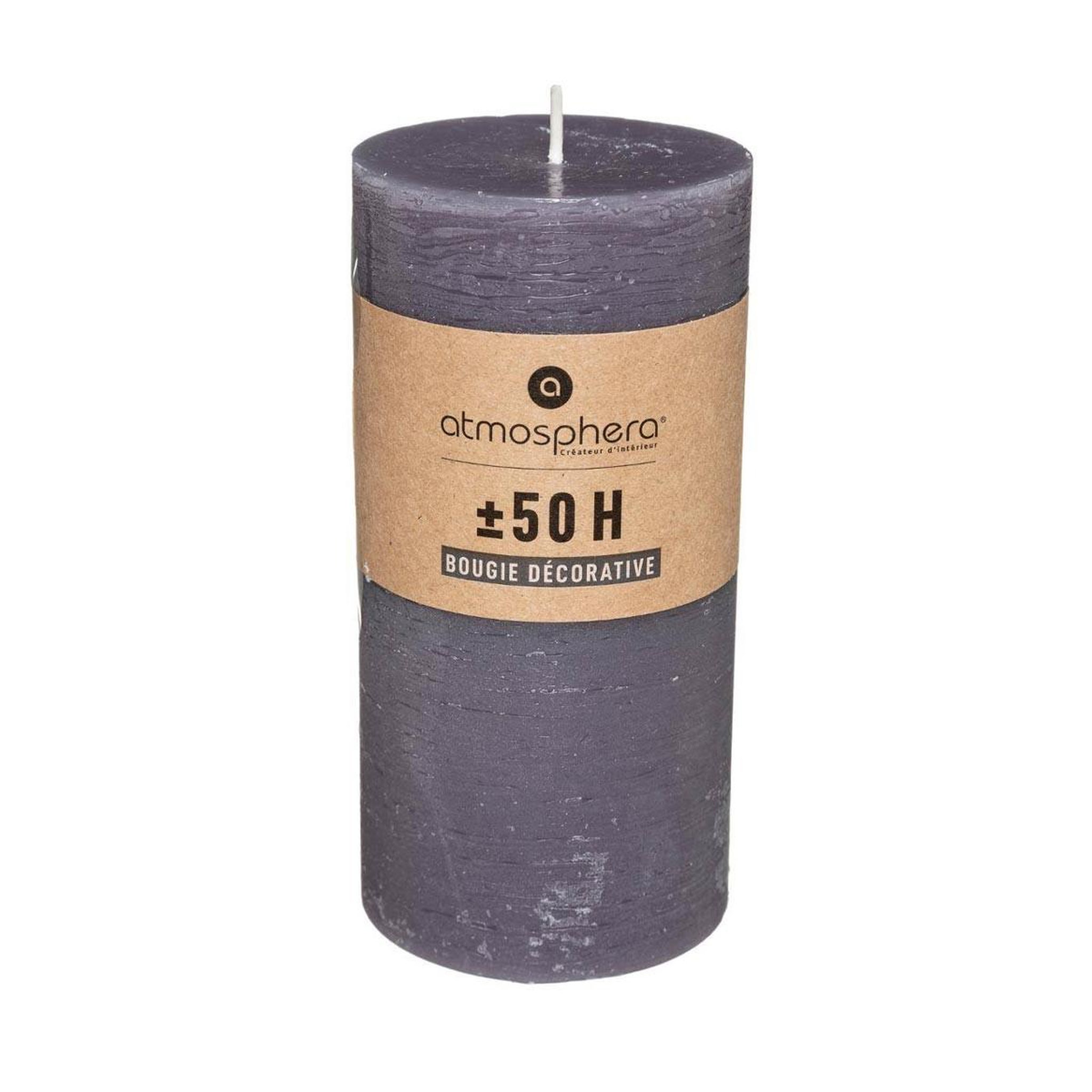 Voir la diapositive 2 : COMPTOIR DE LA BOUGIE Bougie cylindrique  rustic  14cm gris