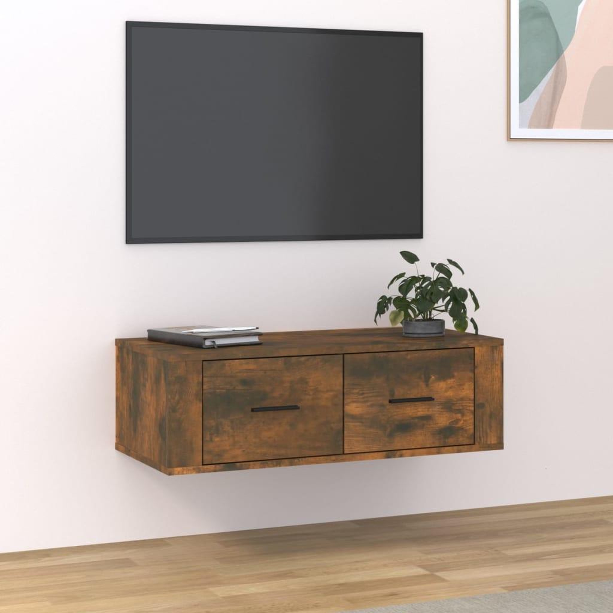 VIDAXL Armoire TV suspendue Chene fume 80x36x25 cm Bois d'ingenierie