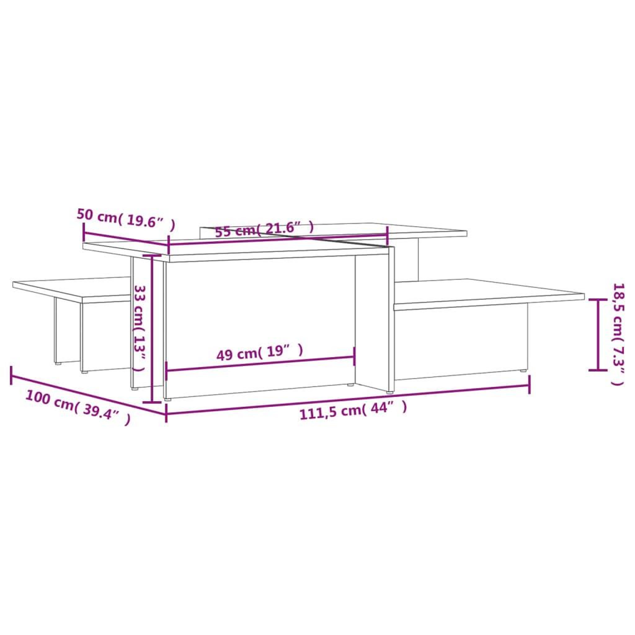 Voir la diapositive 6 : VIDAXL Tables basses 2 pcs gris brillant bois d'ingenierie
