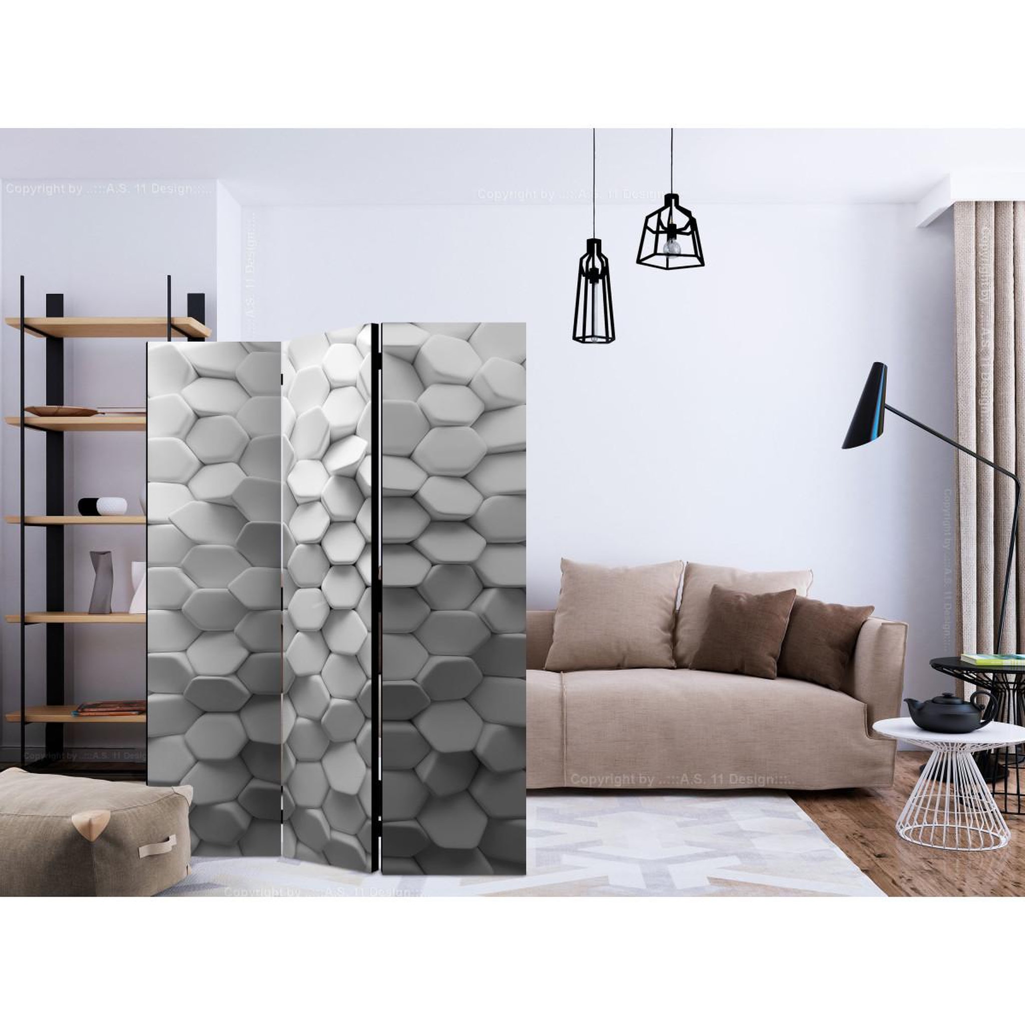 Voir la diapositive 2 : Paris Prix Paravent 3 volets  white mystery  135x172cm