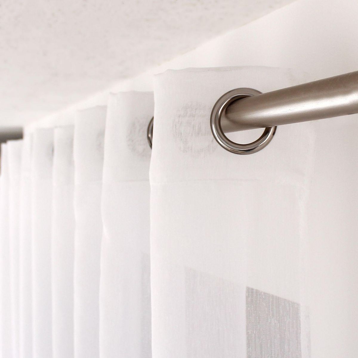 TOILINUX Voilage grande hauteur SABLE - 140 x 280 cm - Blanc