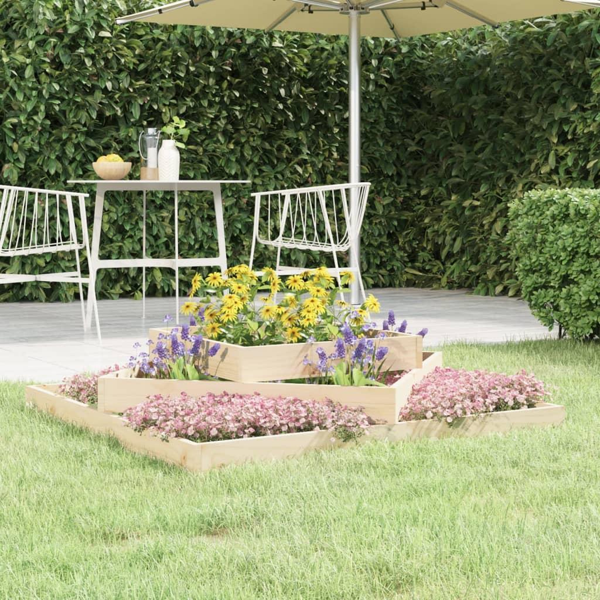 Voir la diapositive 1 : VIDAXL Jardiniere 112x112x27 cm Bois massif de pin