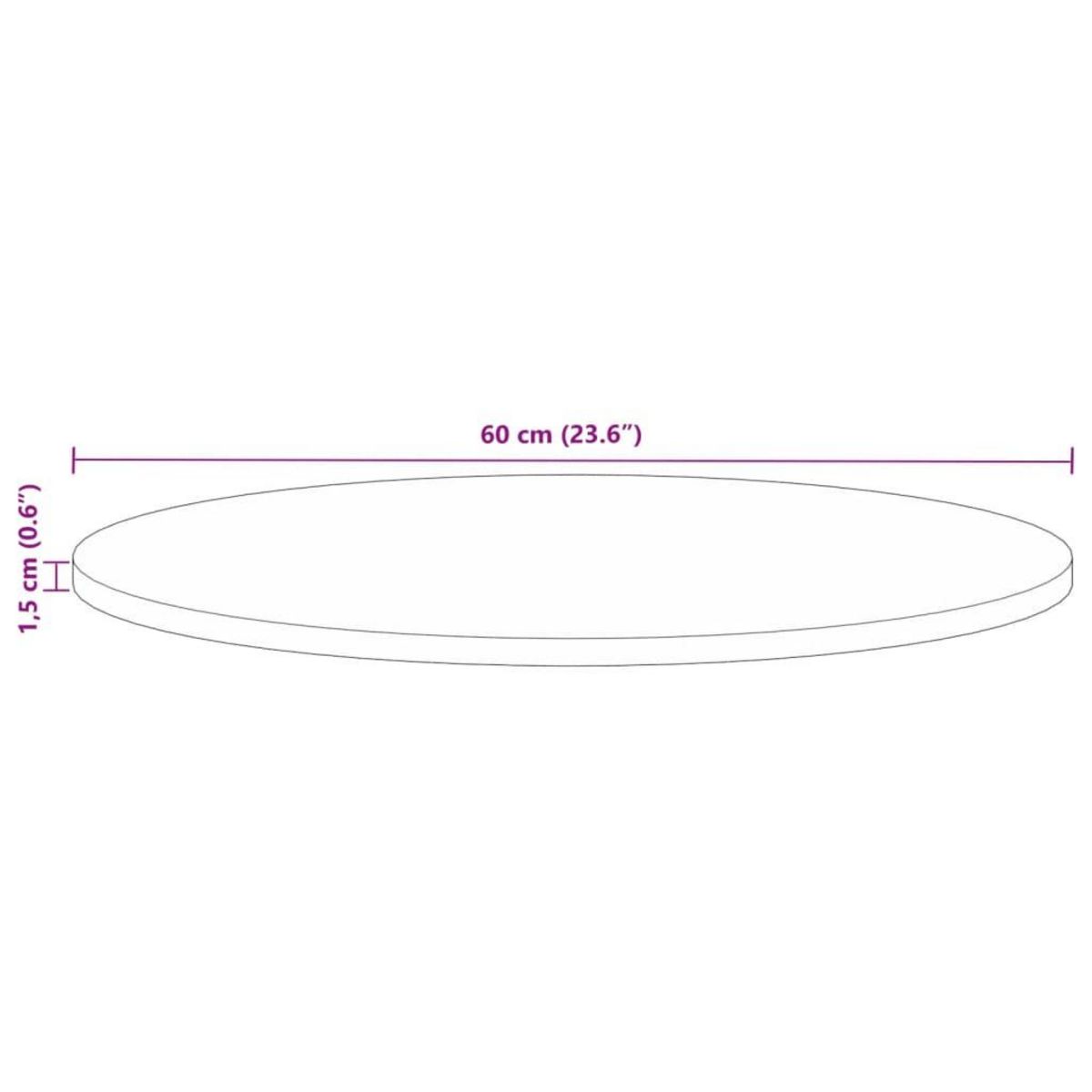 VIDAXL Dessus de table Ø 60x1,5 cm rond bois massif de recuperation