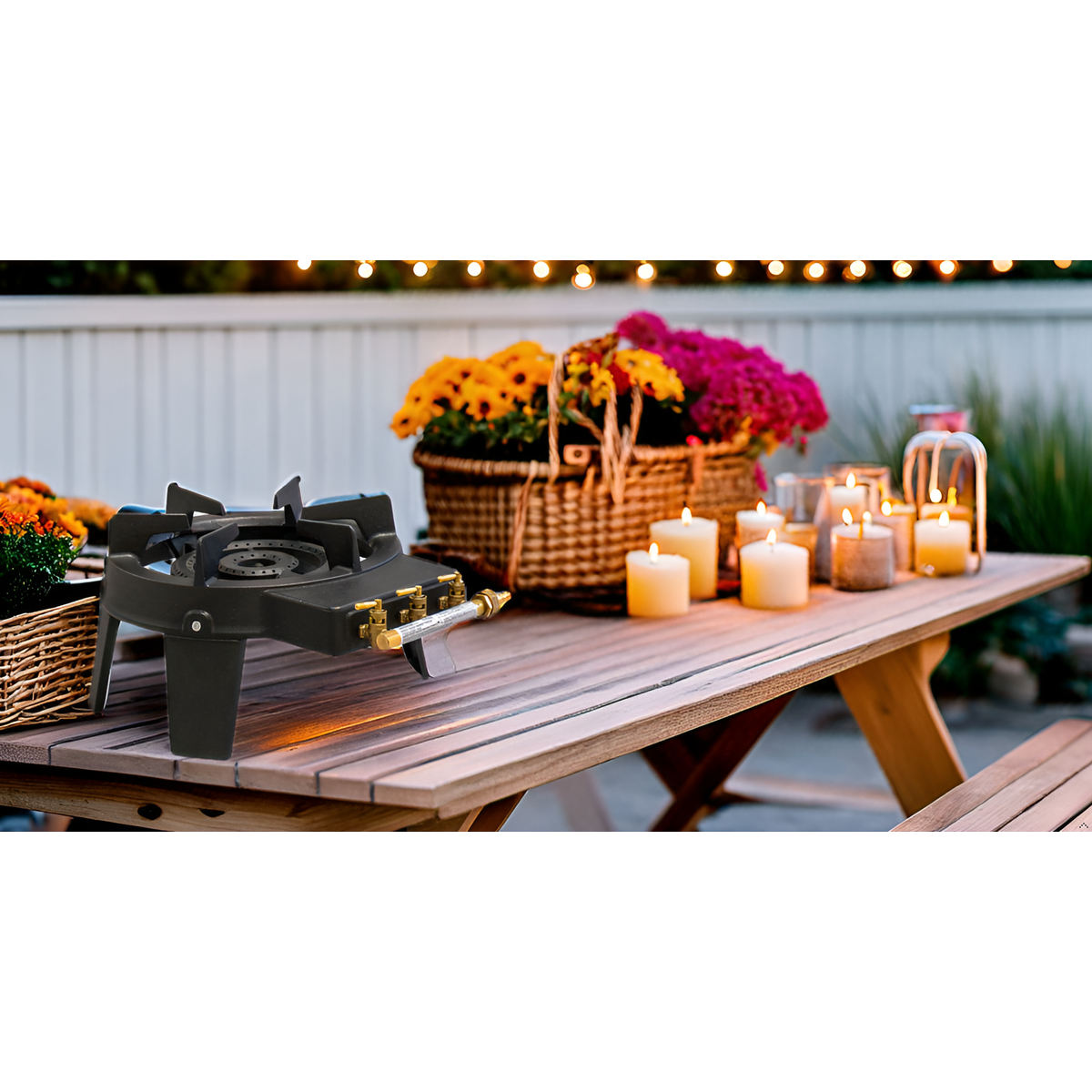 Proweltek Rechaud TRAITEUR à gaz fonte 9.8 KW 4 pieds 3 robinets Puissant et Stable TRIGLAV