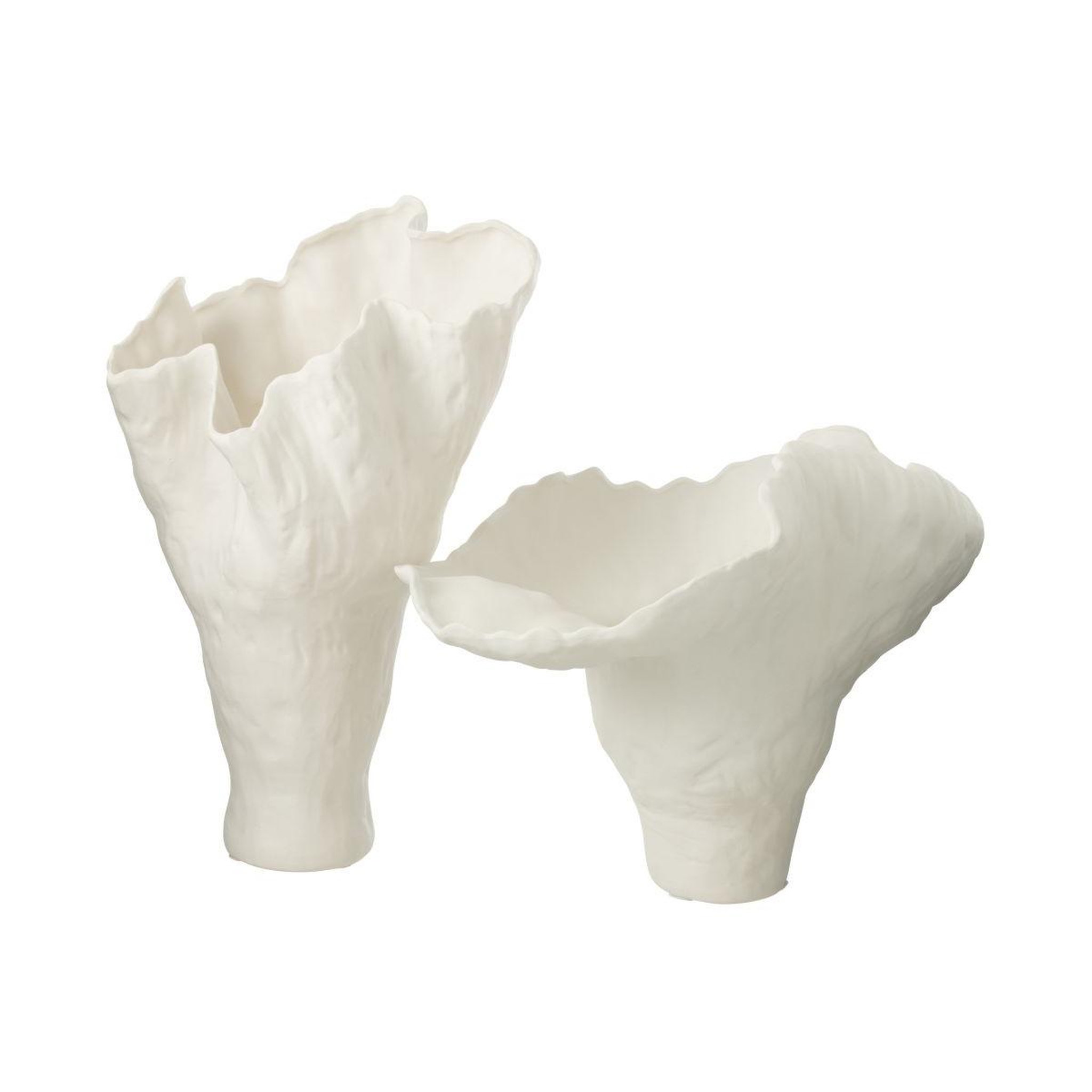 Voir la diapositive 2 : J-LINE Vase déco en céramique  corolla  51cm blanc