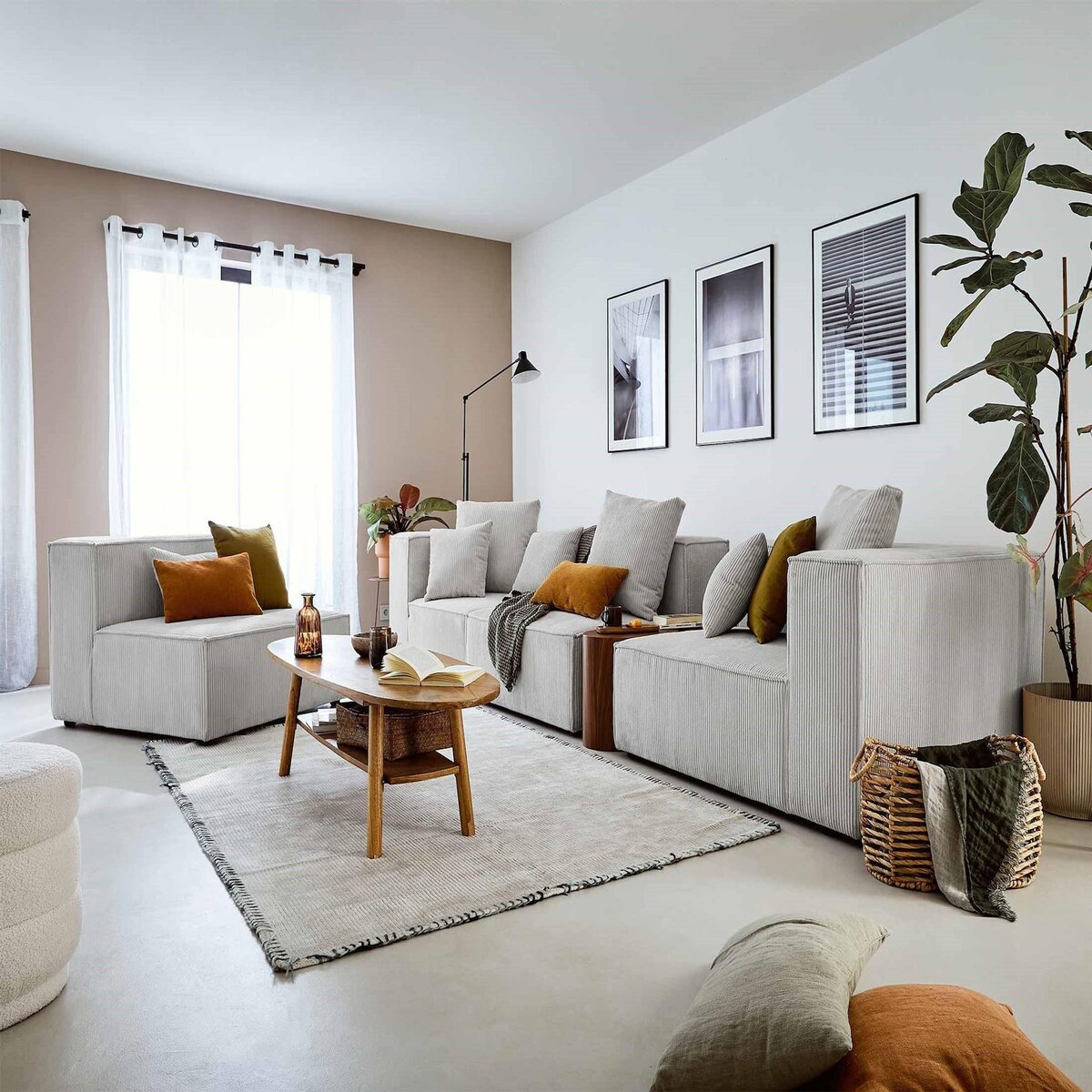 LISA DESIGN Colombine - canapé modulable d'angle gauche - 6 places - en velours côtelé